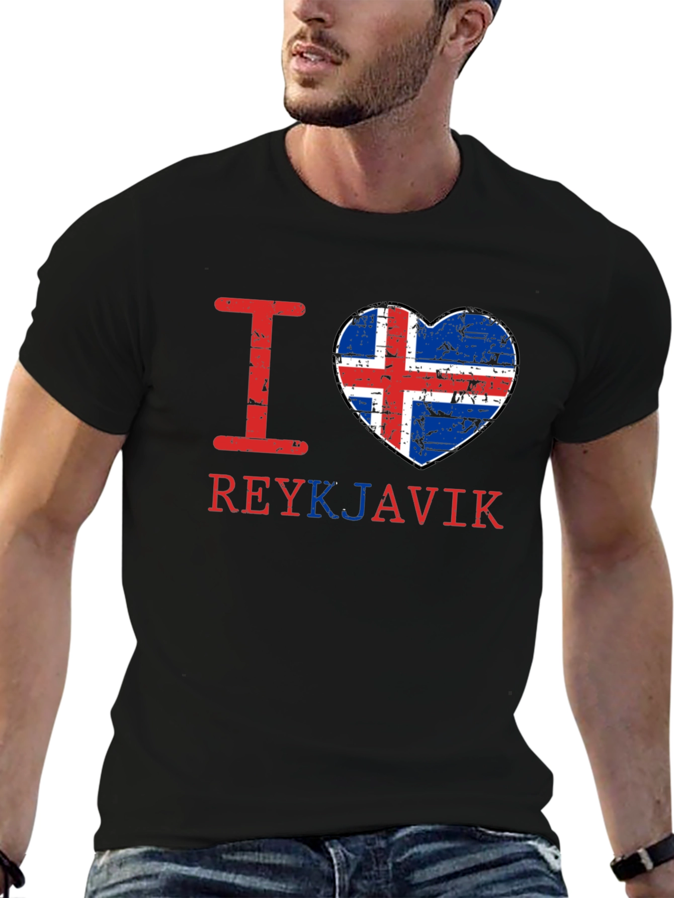 I Love Reykjavik Iceland Flag Heart T-Shirt