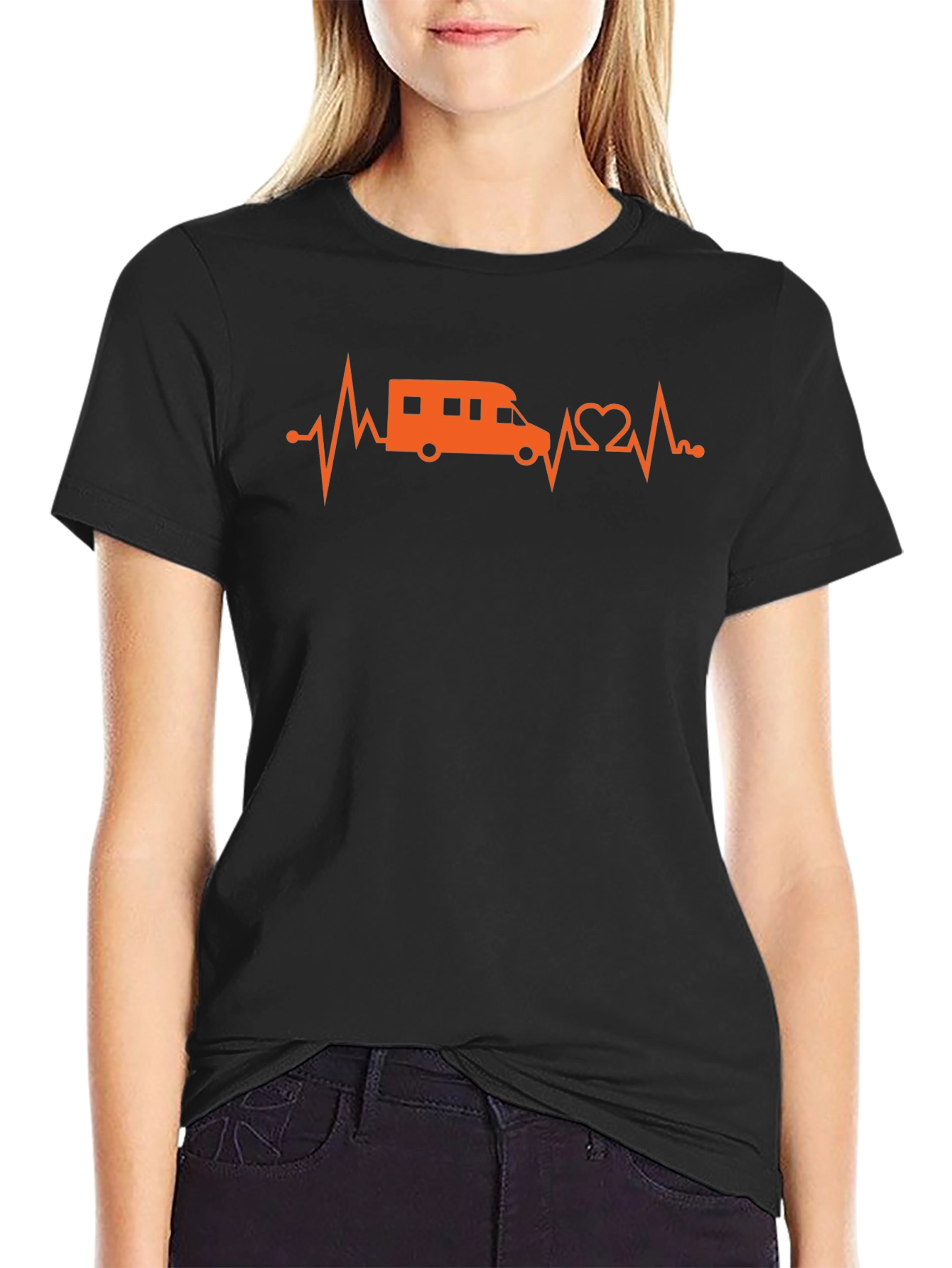 RV Heartbeat Graphic T-Shirt - Black