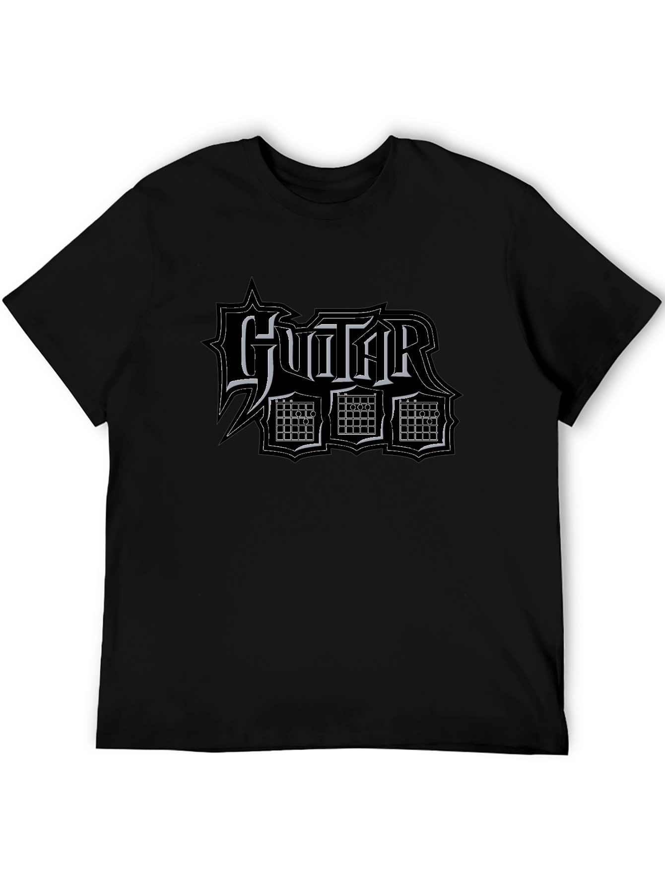 Guitar Typography Graphic Black T-Shirt