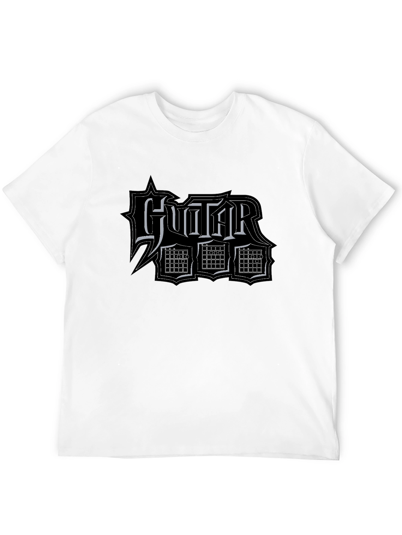 Guitar Typography Graphic Black T-Shirt