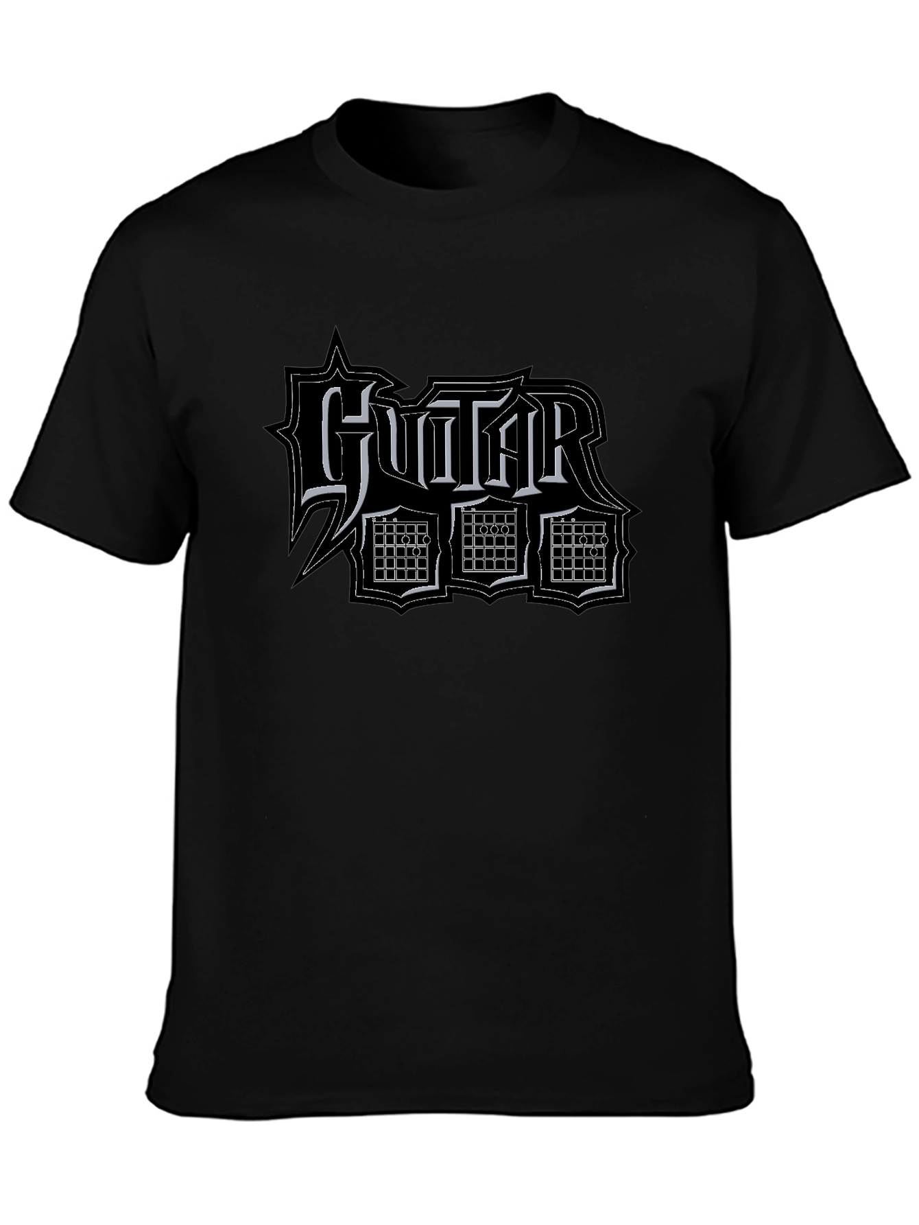 Guitar Typography Graphic Black T-Shirt