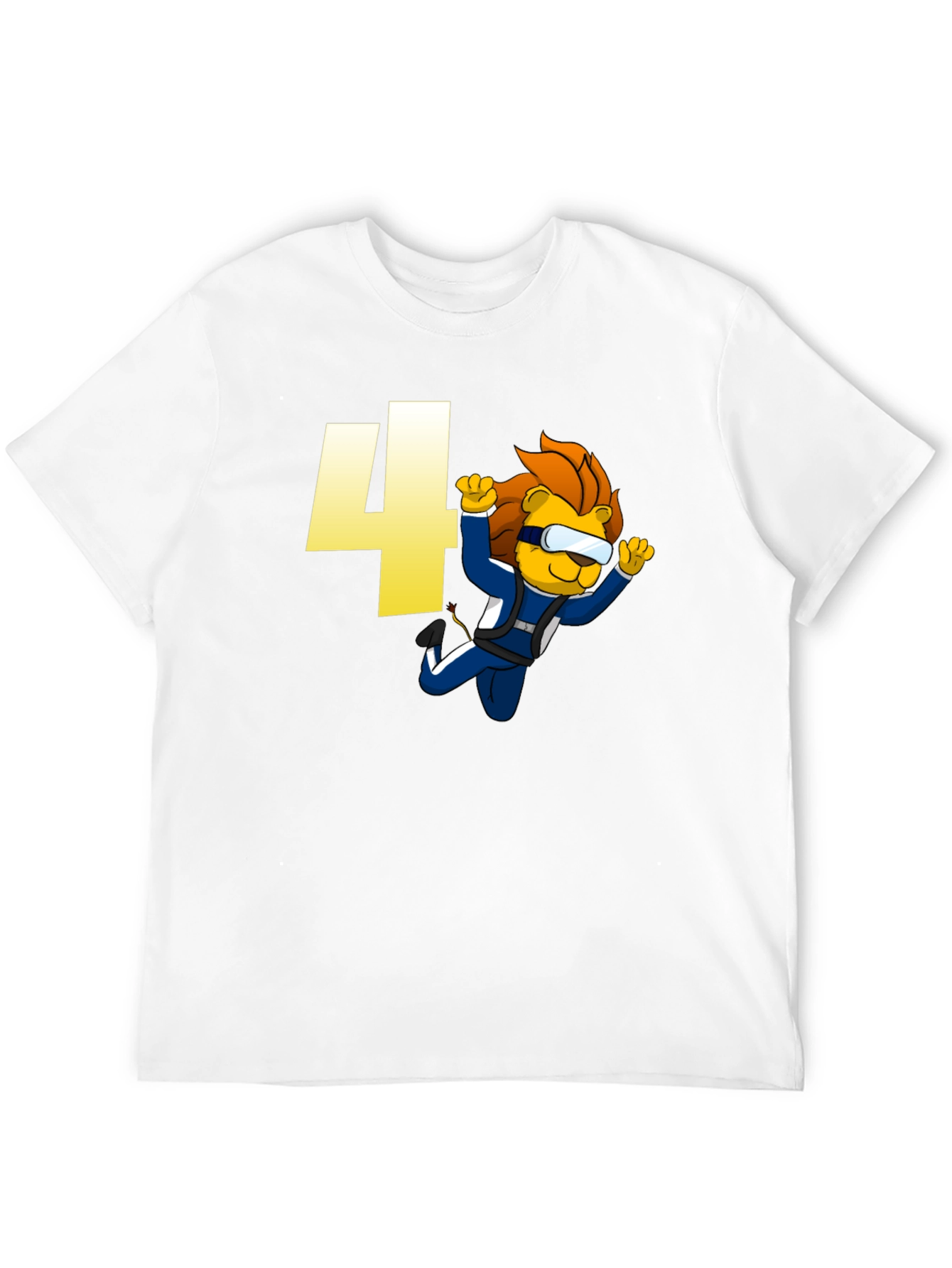 Skydiving Lion Kids T-Shirt Birthday Number Four Design