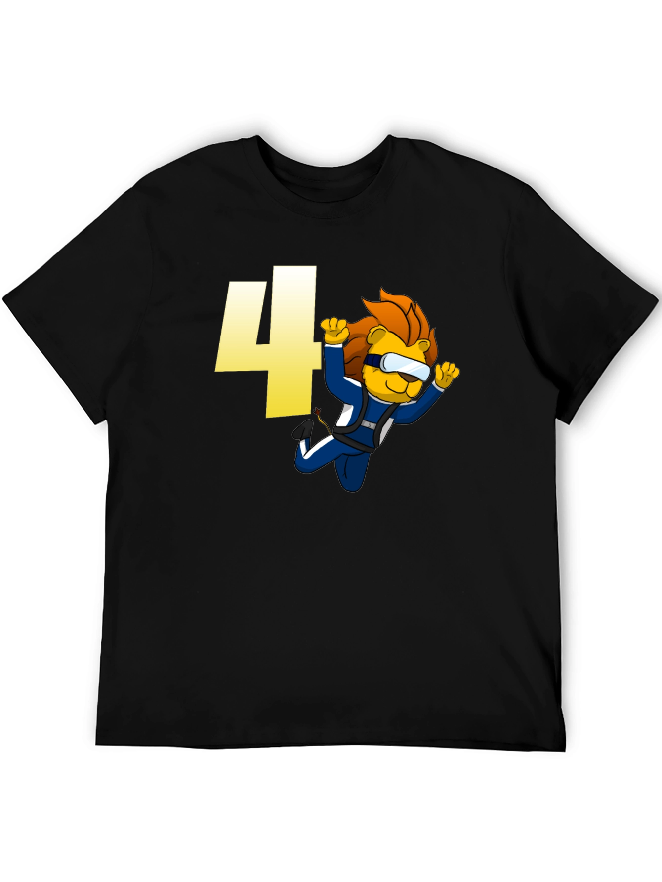 Skydiving Lion Kids T-Shirt Birthday Number Four Design