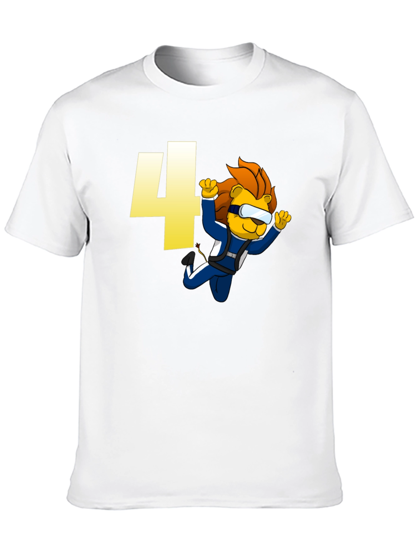 Skydiving Lion Kids T-Shirt Birthday Number Four Design