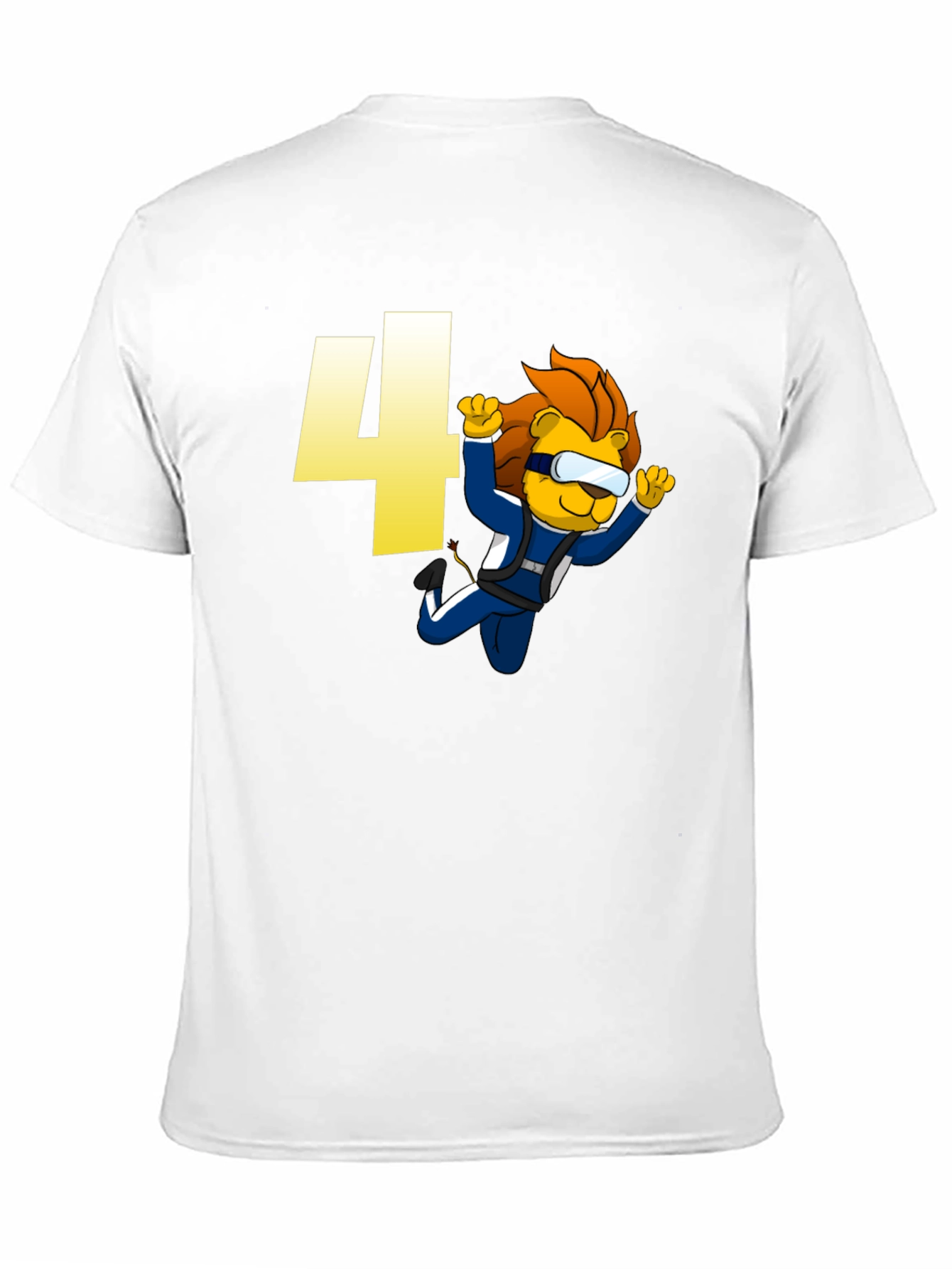 Skydiving Lion Kids T-Shirt Birthday Number Four Design