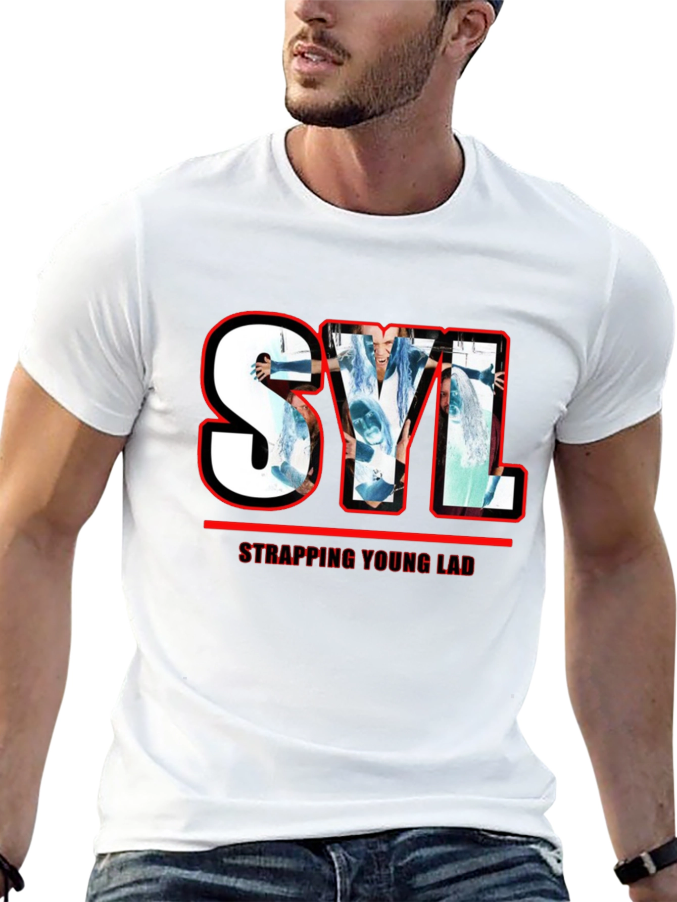 Strapping Young Lad SYL Graphic Print Black T-Shirt