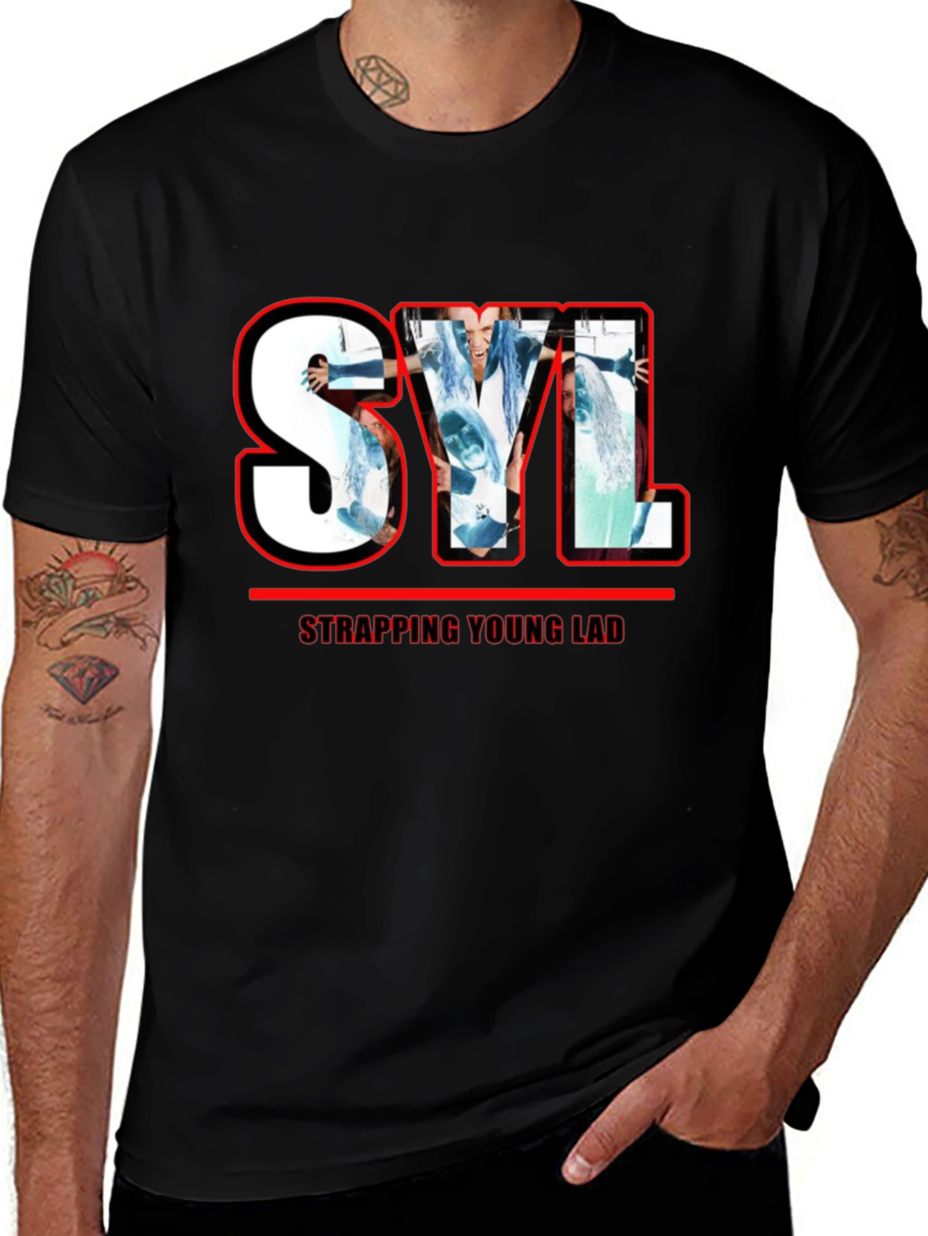 Strapping Young Lad SYL Graphic Print Black T-Shirt