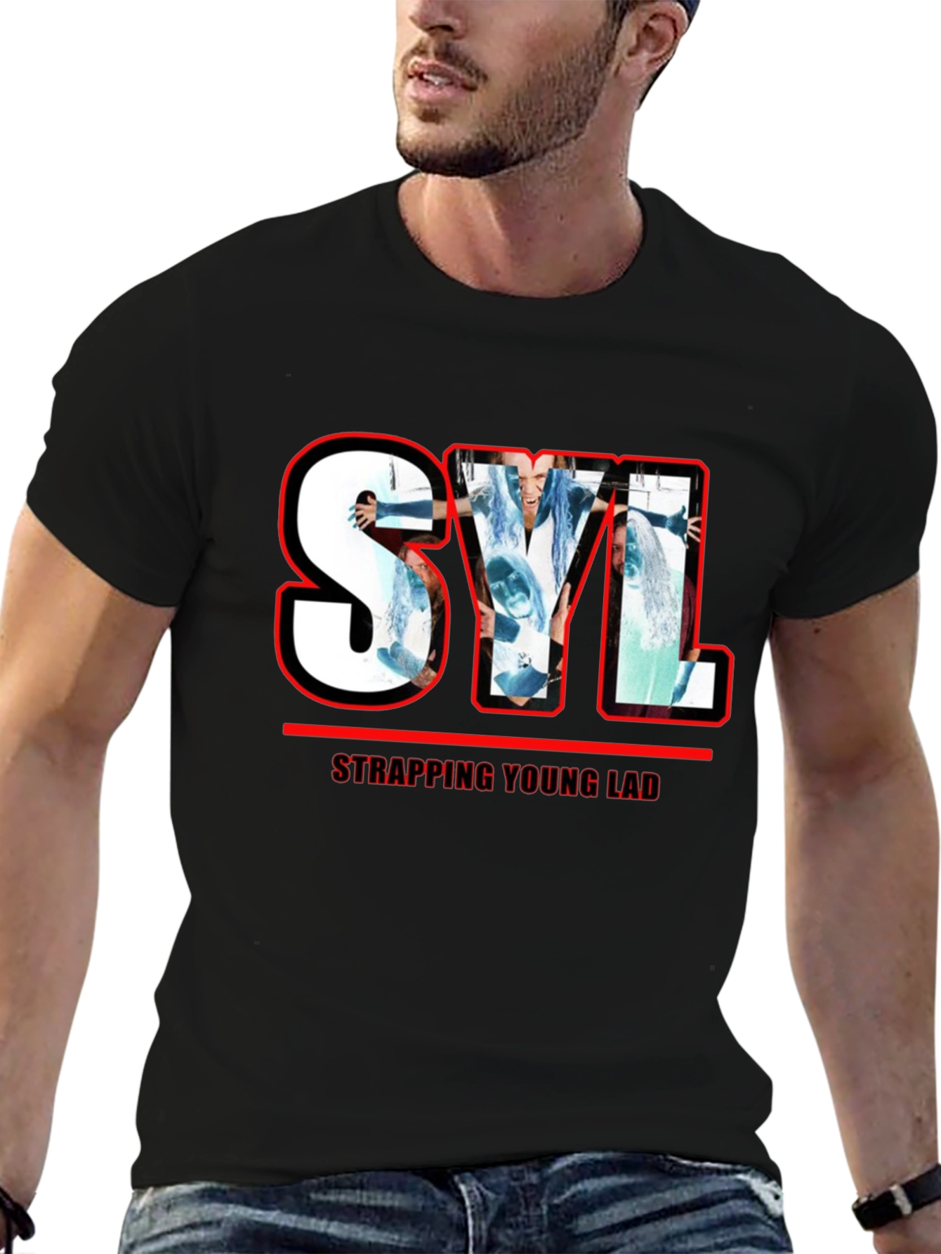 Strapping Young Lad SYL Graphic Print Black T-Shirt