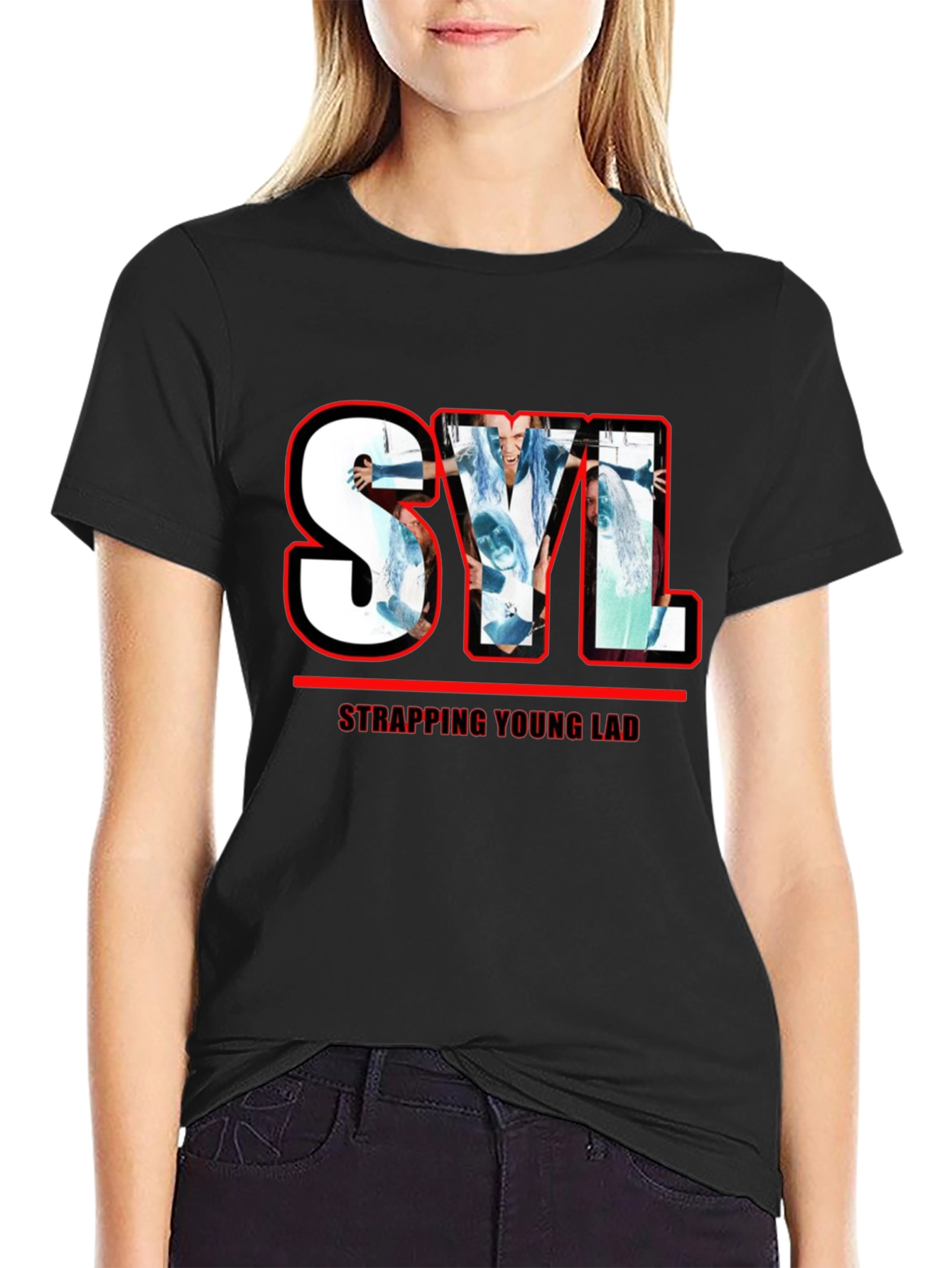 Strapping Young Lad SYL Graphic Print Black T-Shirt