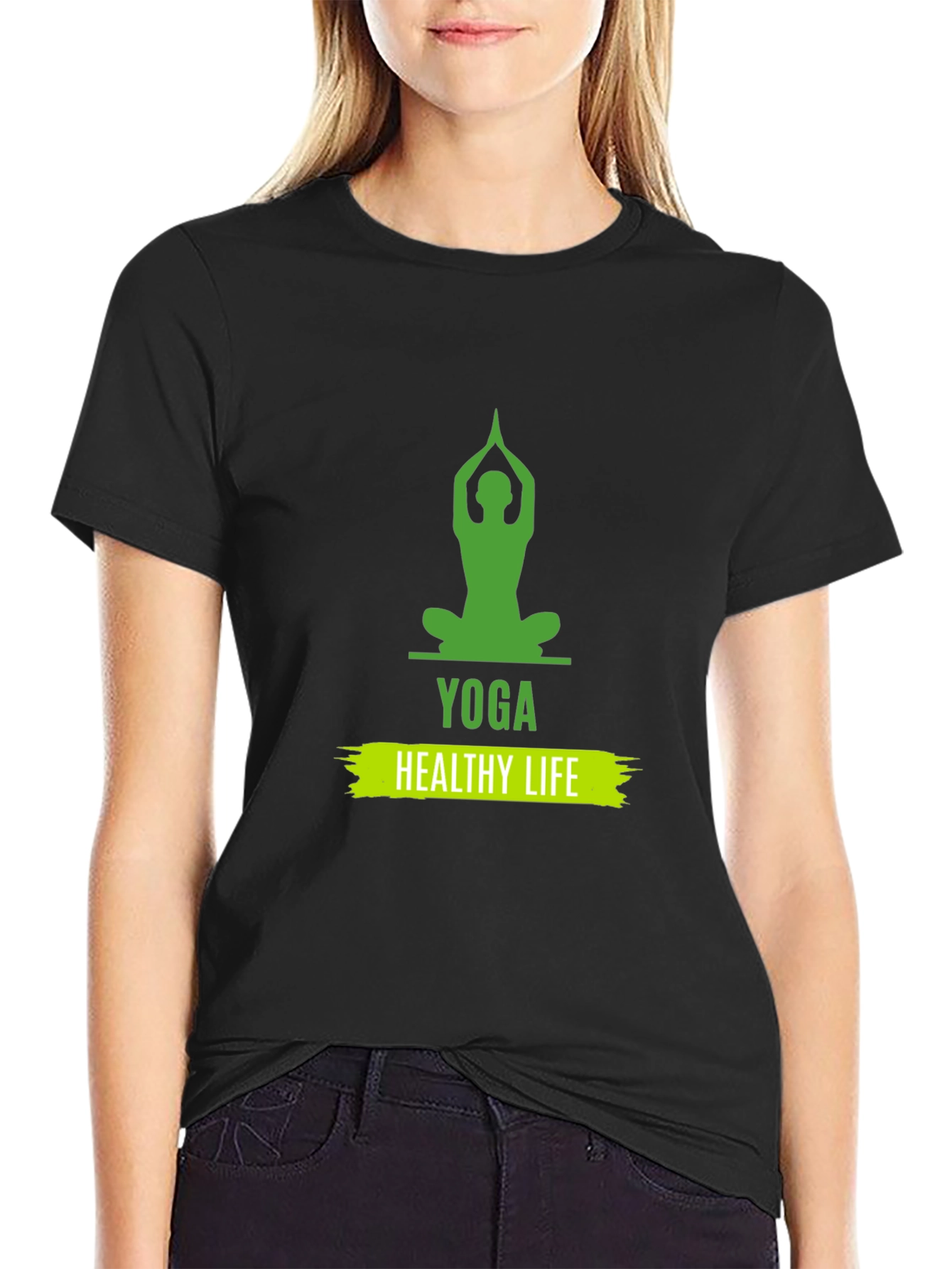 Yoga Healthy Life Graphic Tee - Unisex Black T-Shirt