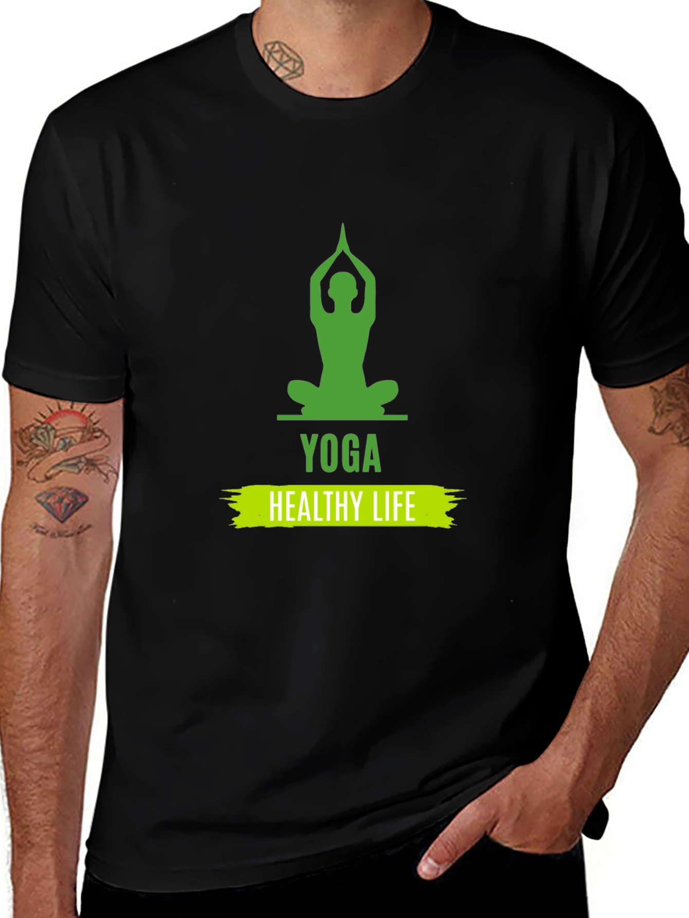 Yoga Healthy Life Graphic Tee - Unisex Black T-Shirt