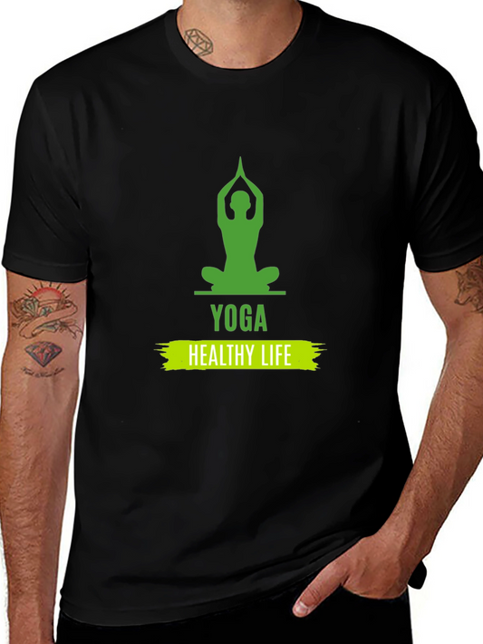 Yoga Healthy Life Graphic Tee - Unisex Black T-Shirt