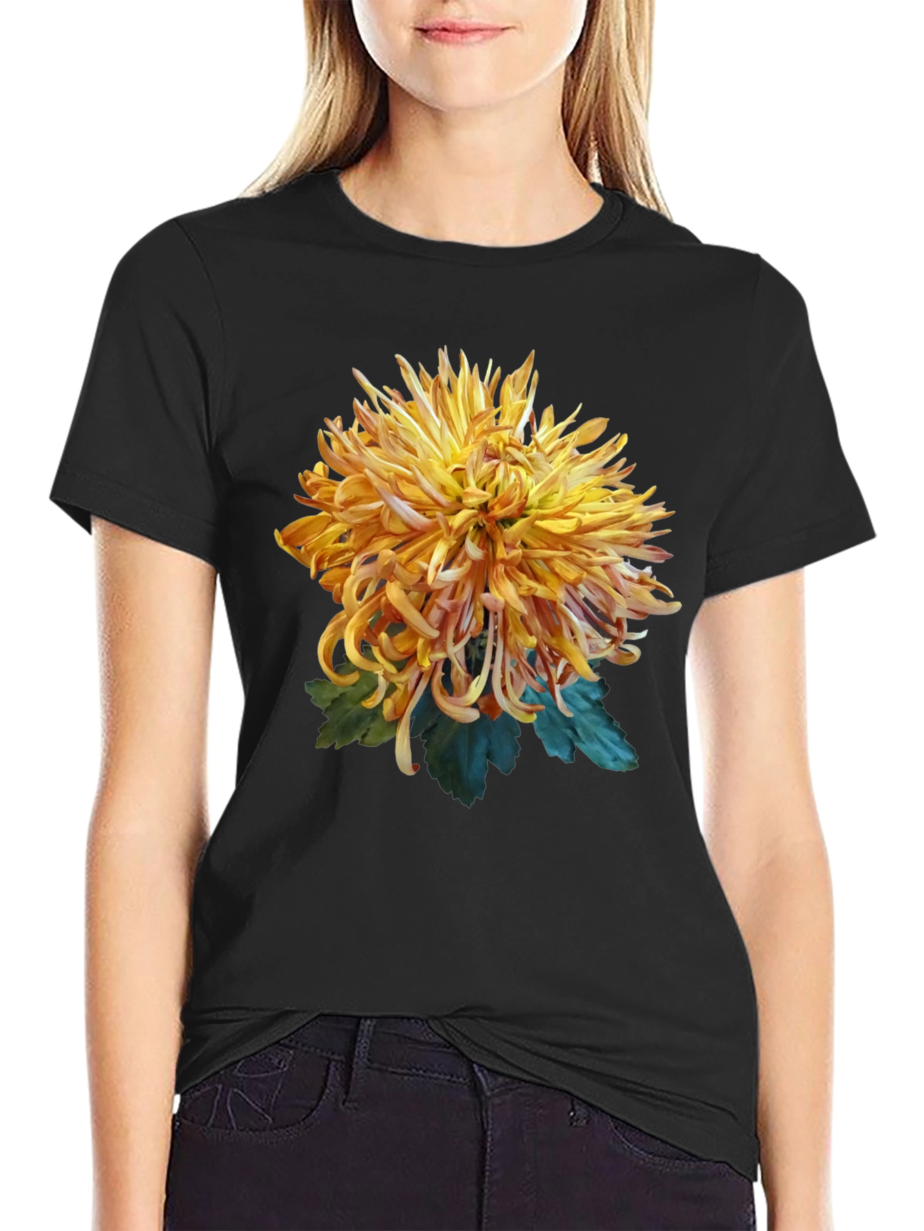Floral Graphic Black T-Shirt
