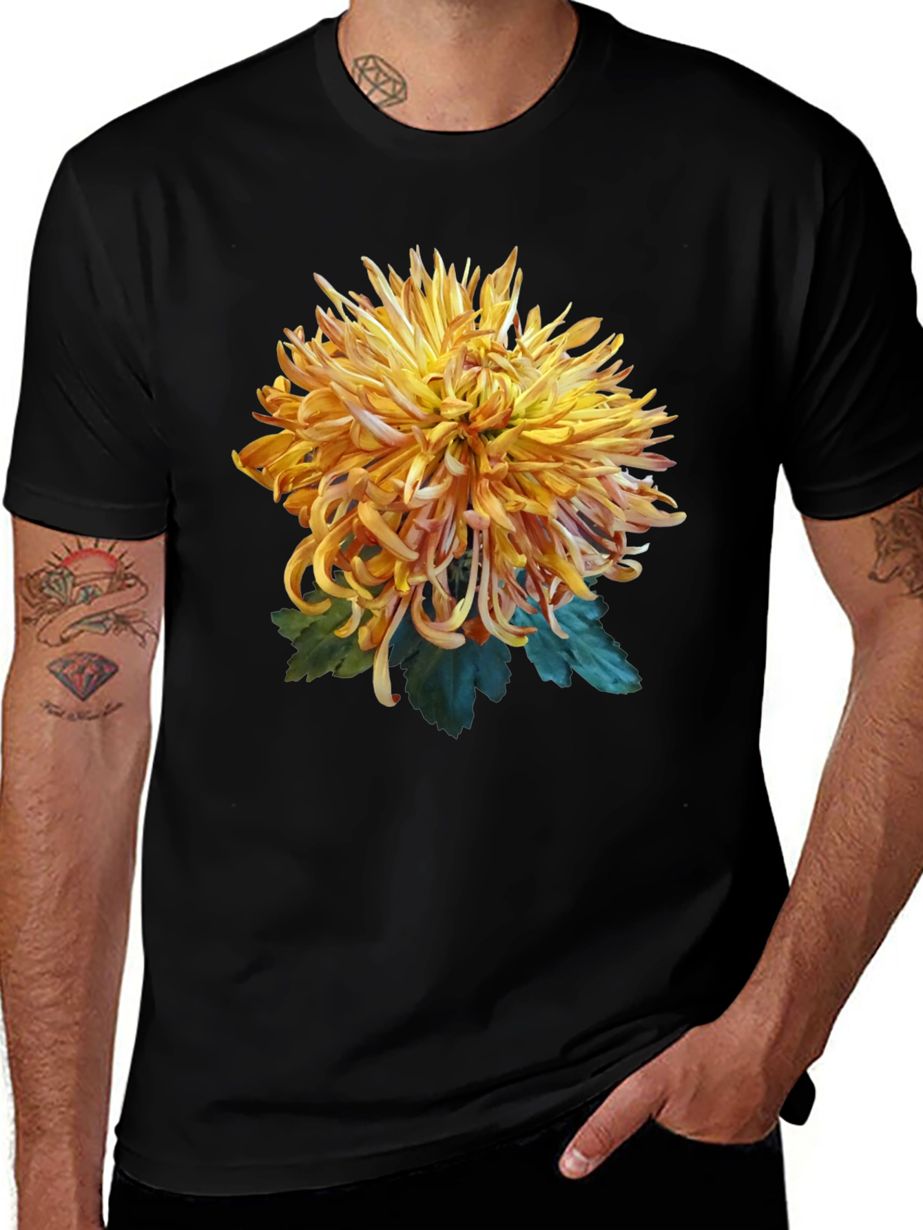 Floral Graphic Black T-Shirt