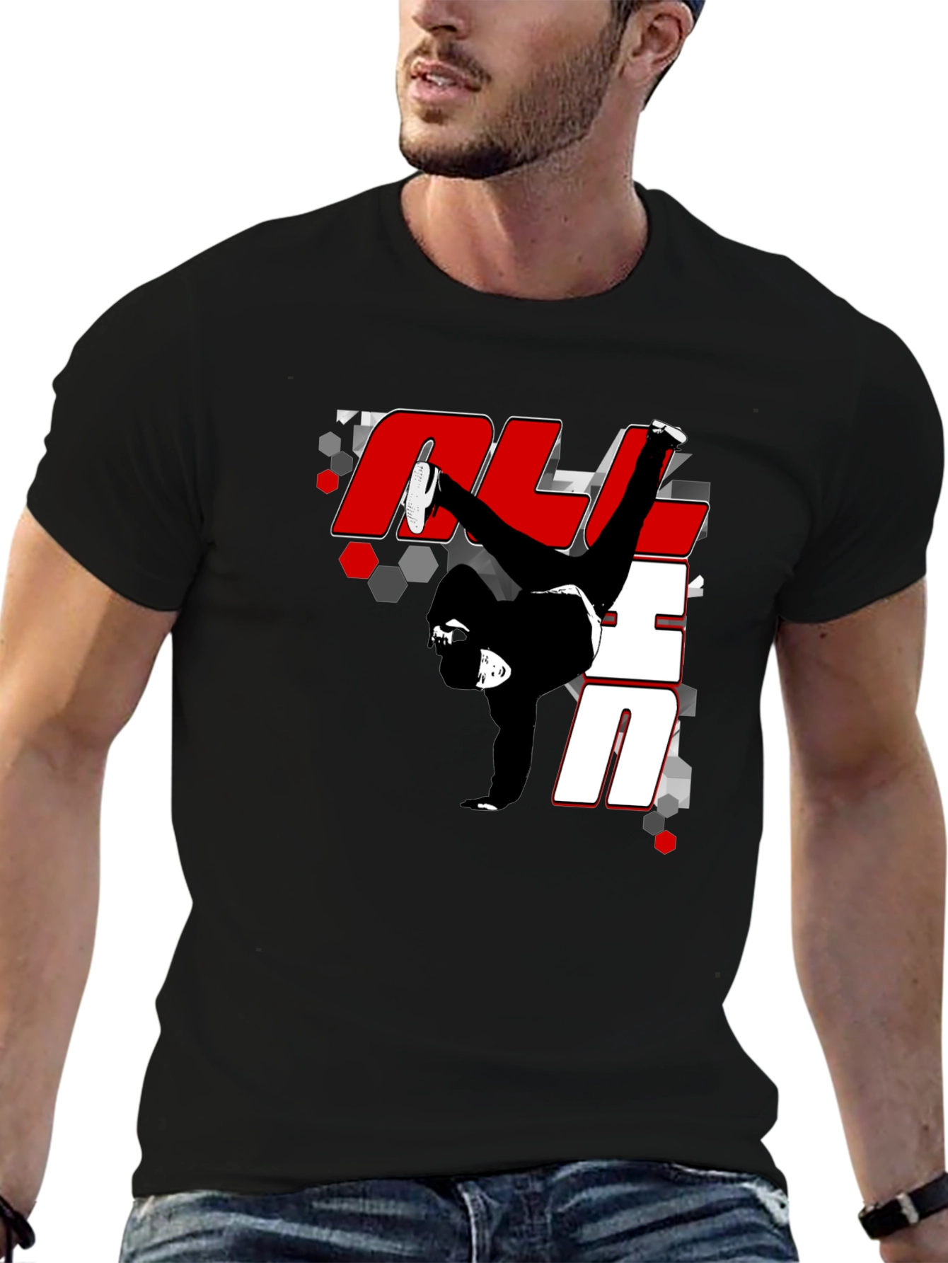 Breakdance Graphic Print Black T-Shirt
