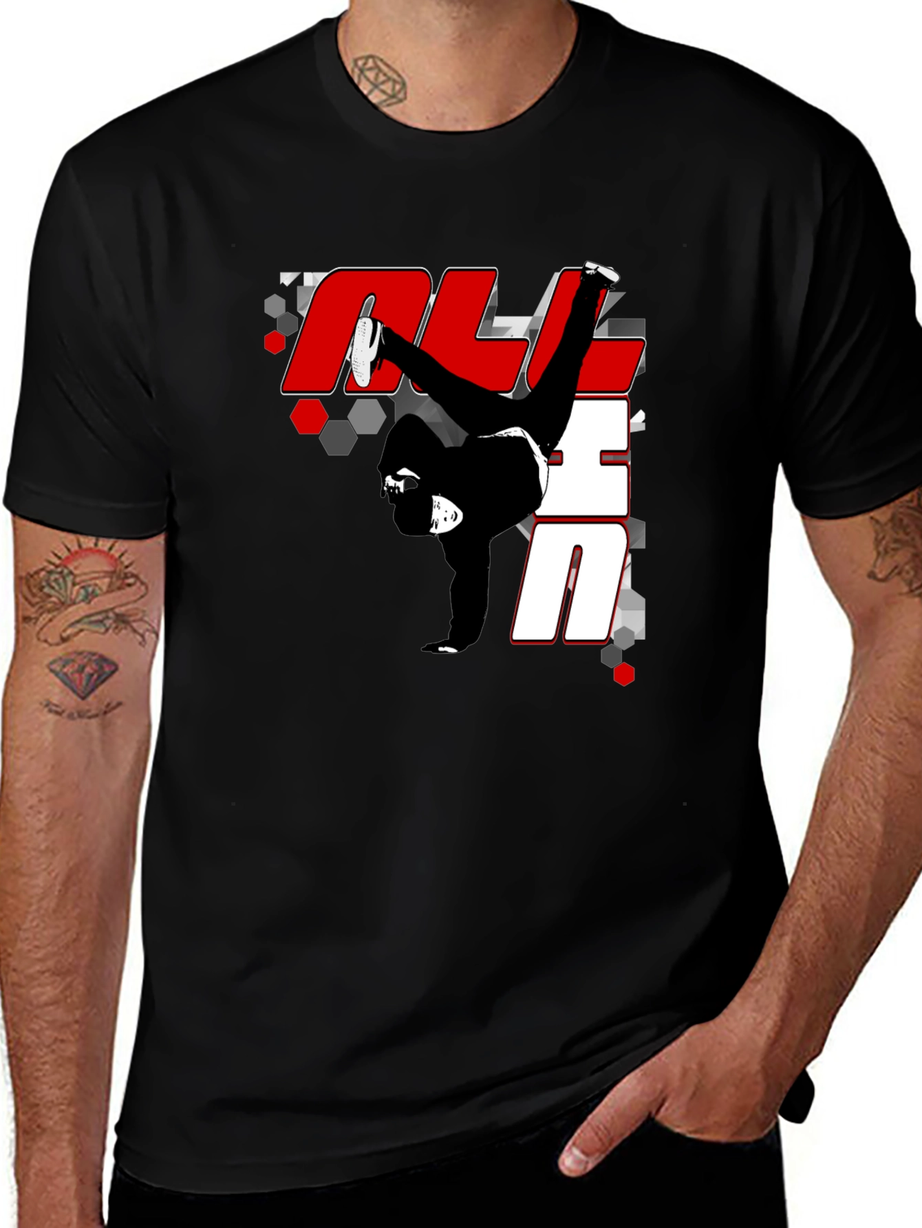 Breakdance Graphic Print Black T-Shirt