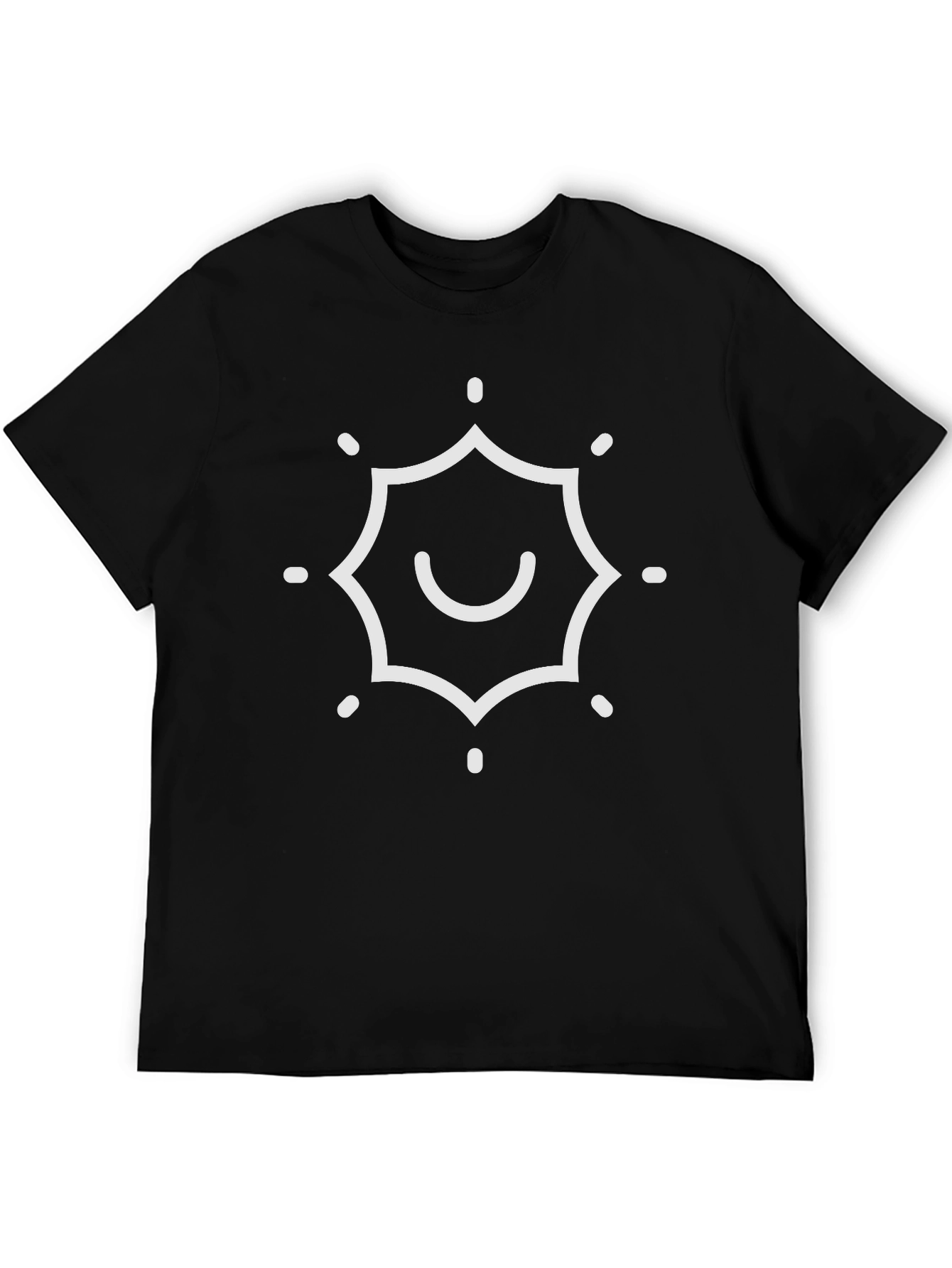Mens Black T-Shirt with White Sun Graphic Print