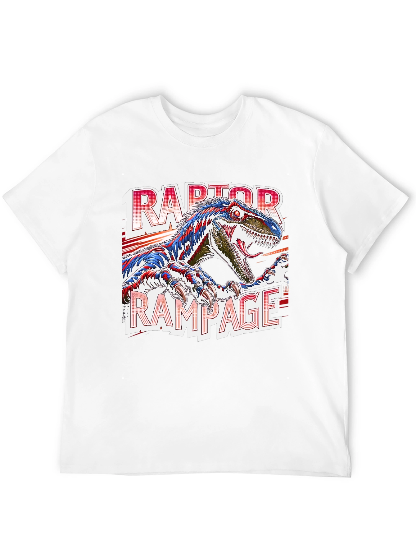Raptor Rampage Graphic T-Shirt - Dinosaur Design