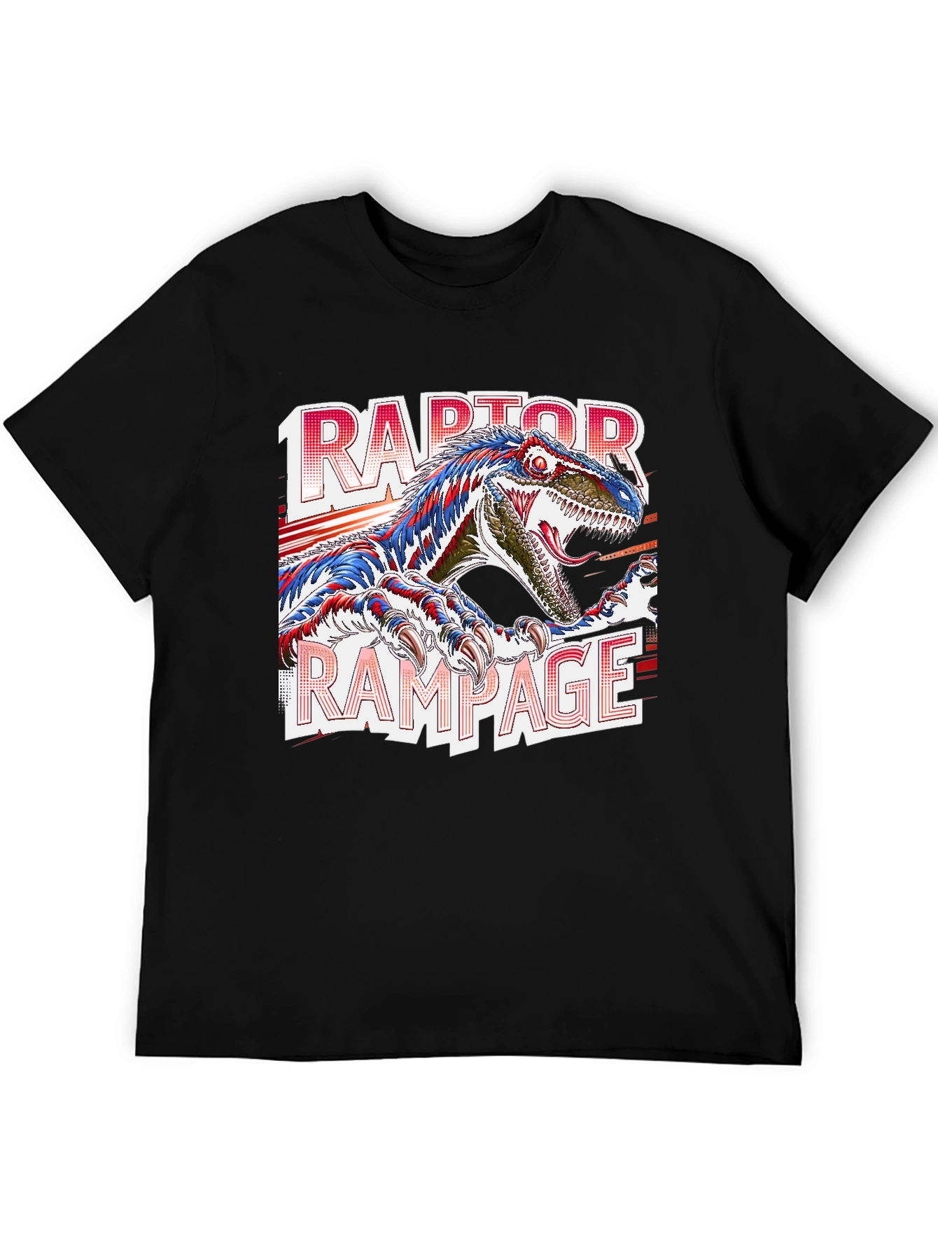 Raptor Rampage Graphic T-Shirt - Dinosaur Design