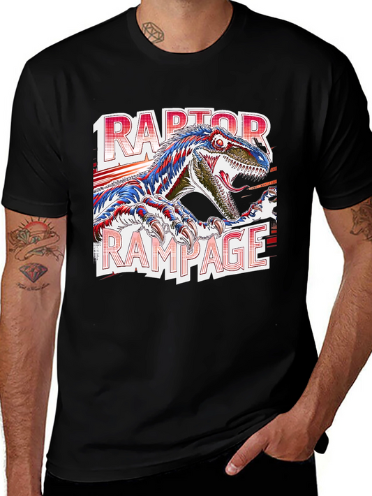 Raptor Rampage Graphic T-Shirt - Dinosaur Design
