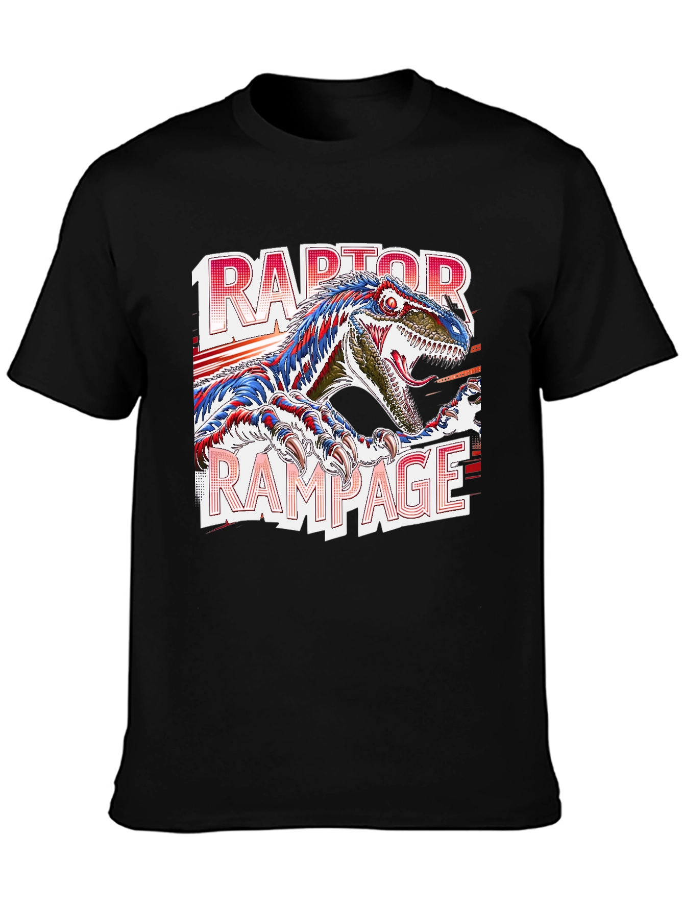 Raptor Rampage Graphic T-Shirt - Dinosaur Design
