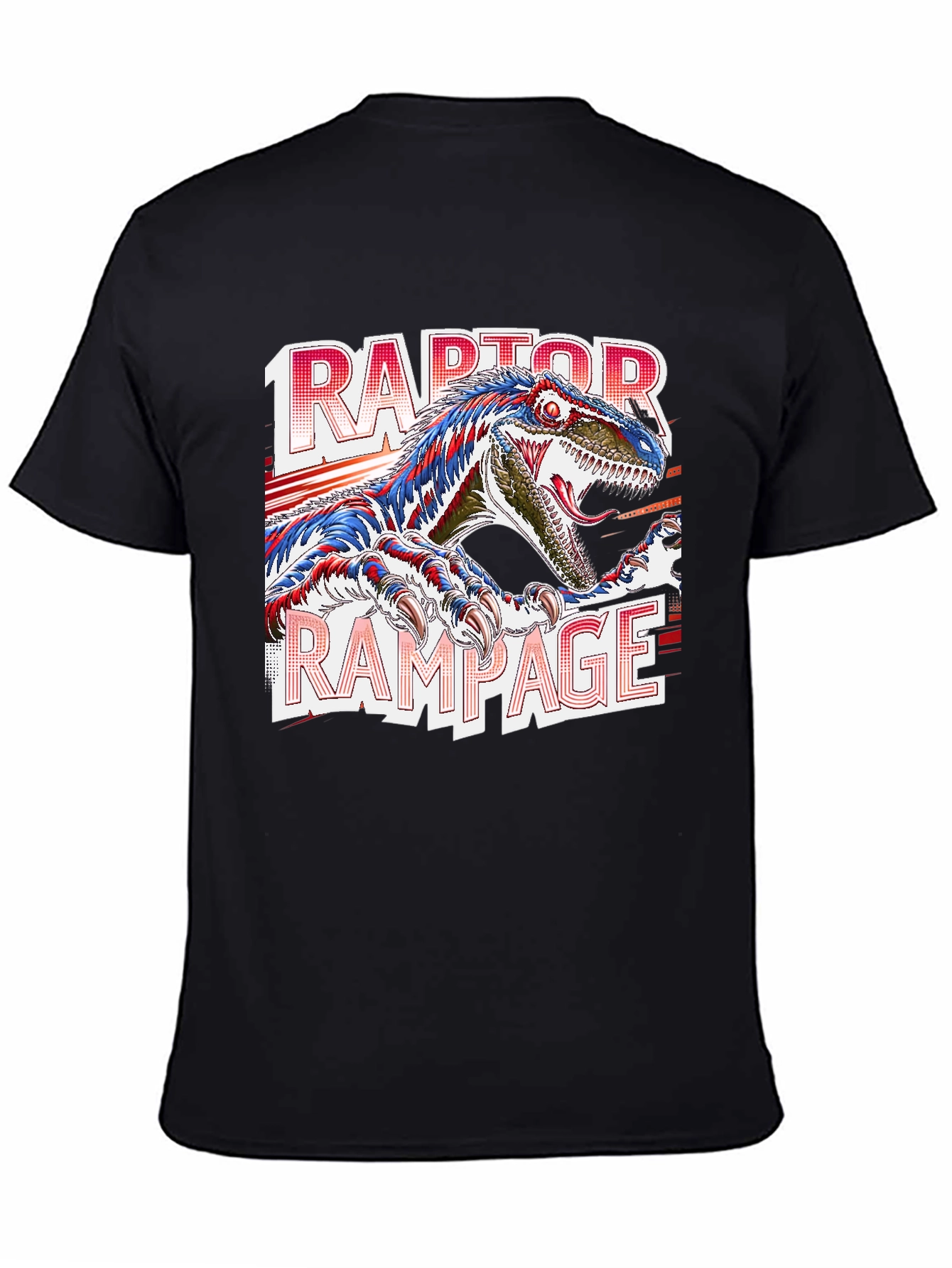 Raptor Rampage Graphic T-Shirt - Dinosaur Design