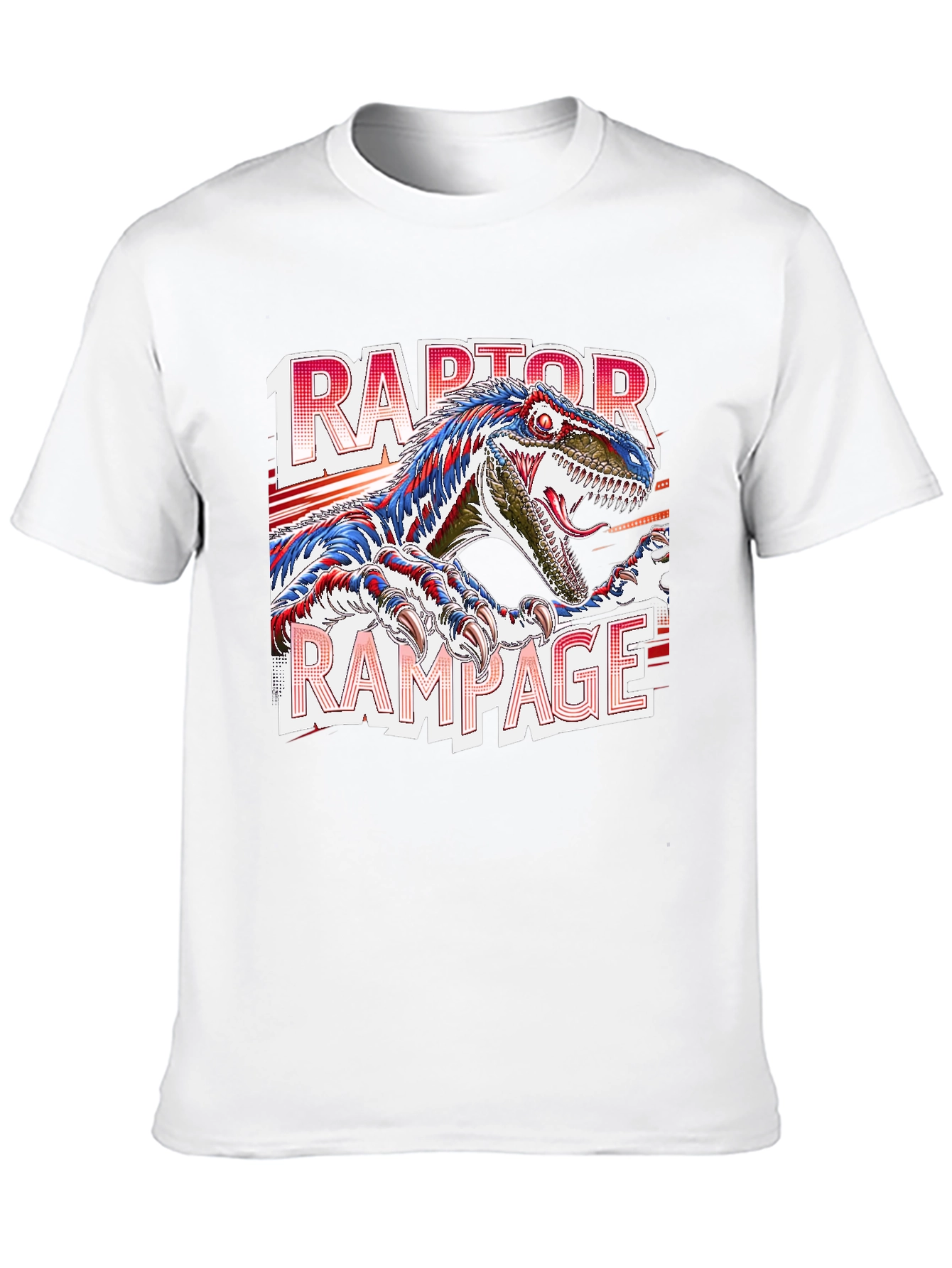 Raptor Rampage Graphic T-Shirt - Dinosaur Design
