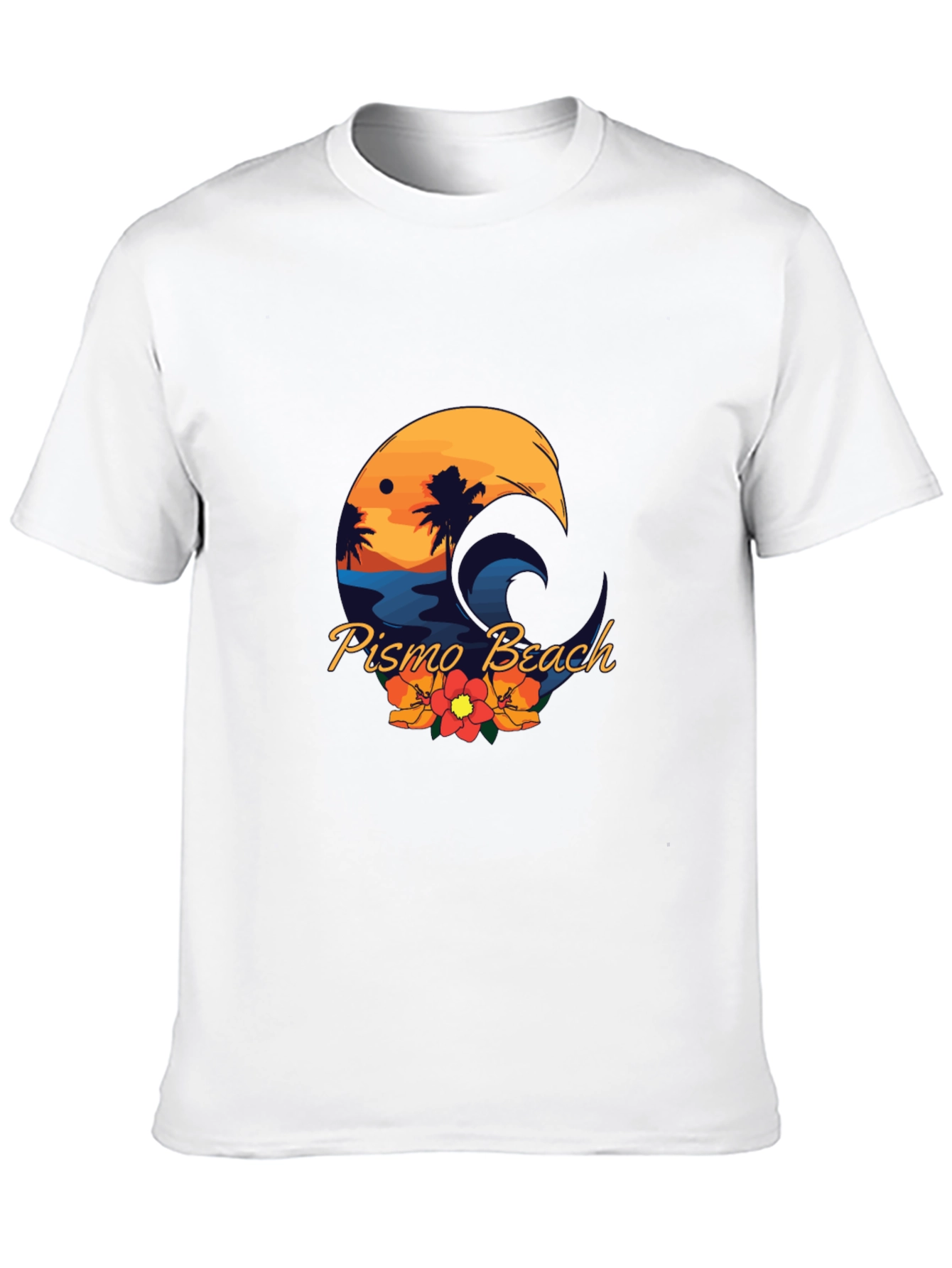 Pismo Beach Graphic Tee - Sunset Palms & Waves