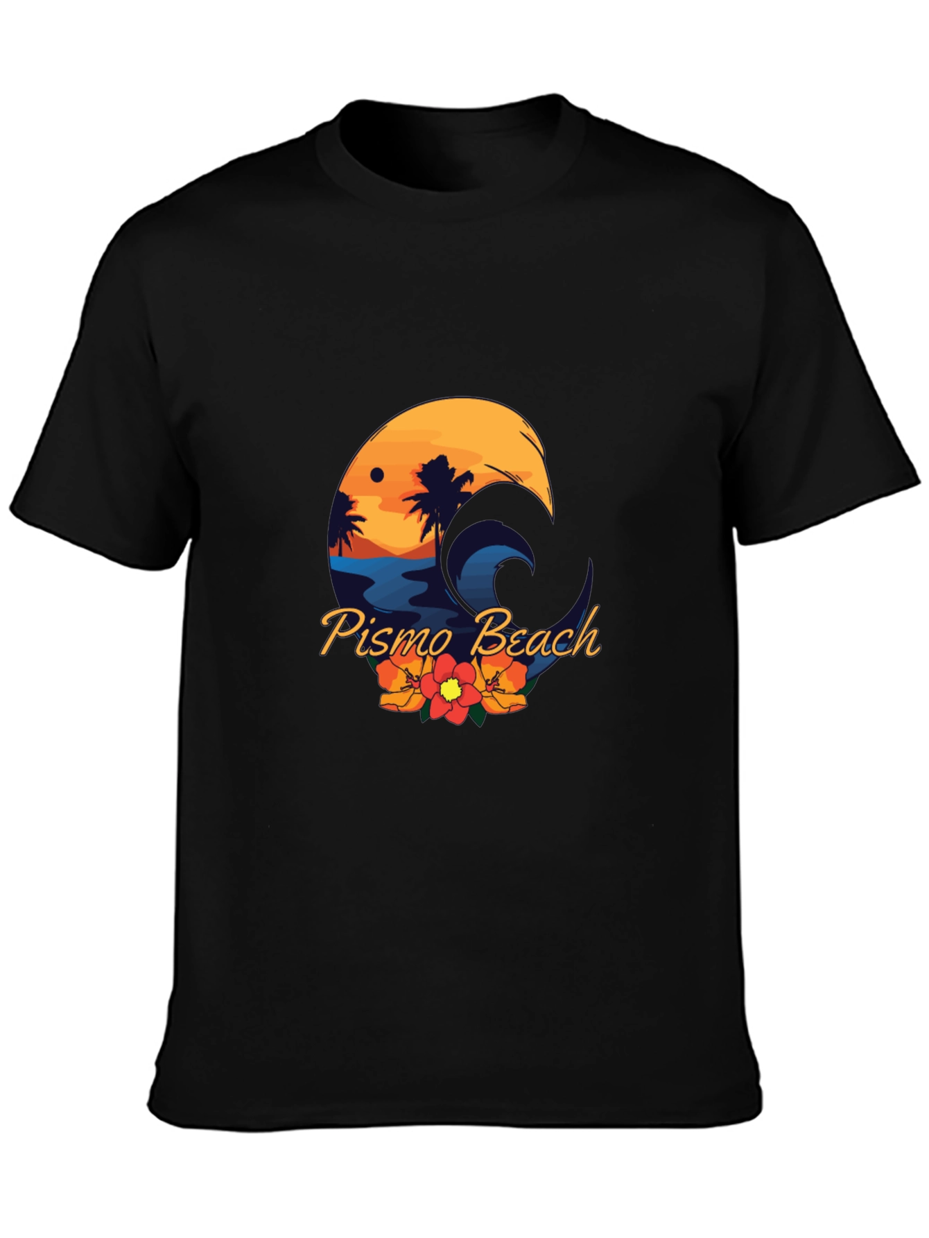 Pismo Beach Graphic Tee - Sunset Palms & Waves