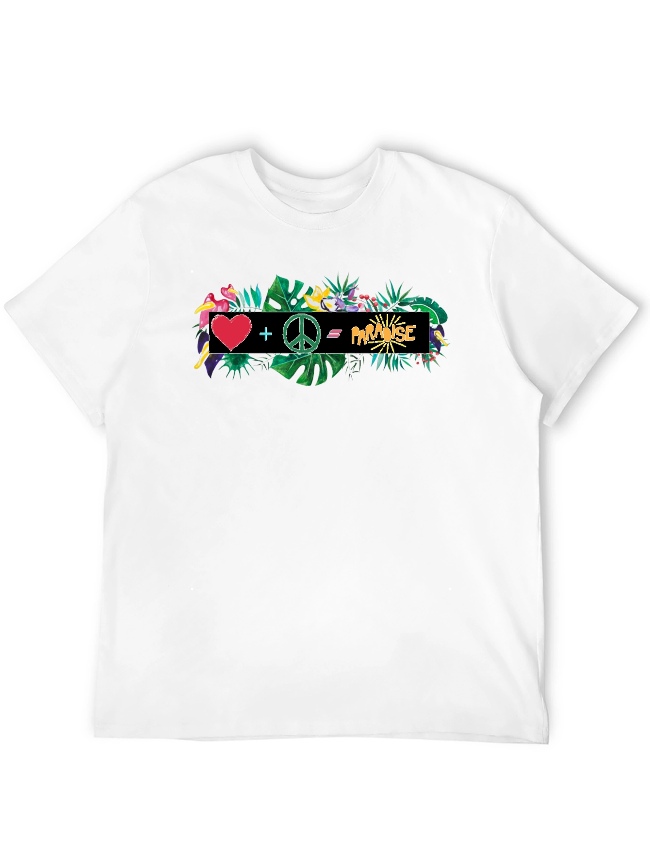 Tropical Paradise Graphic Tee - Heart Peace Vacation Vibes