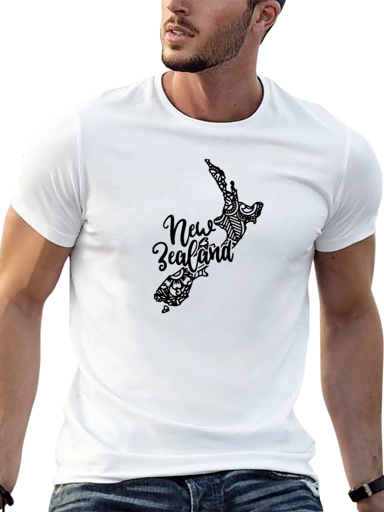 New Zealand Map Graphic Black T-Shirt
