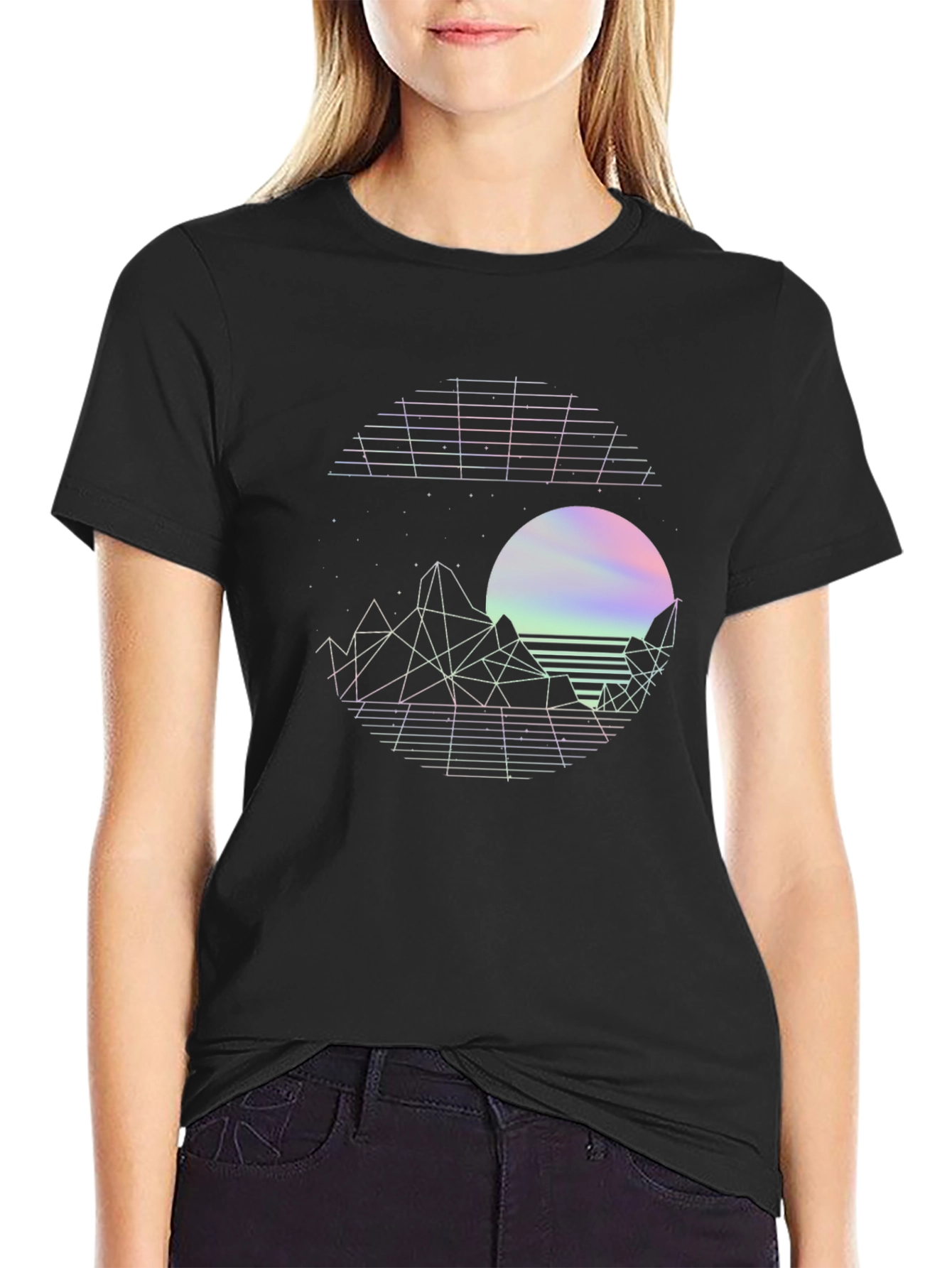 Retro Wave Graphic T-Shirt - Mens Black Tee
