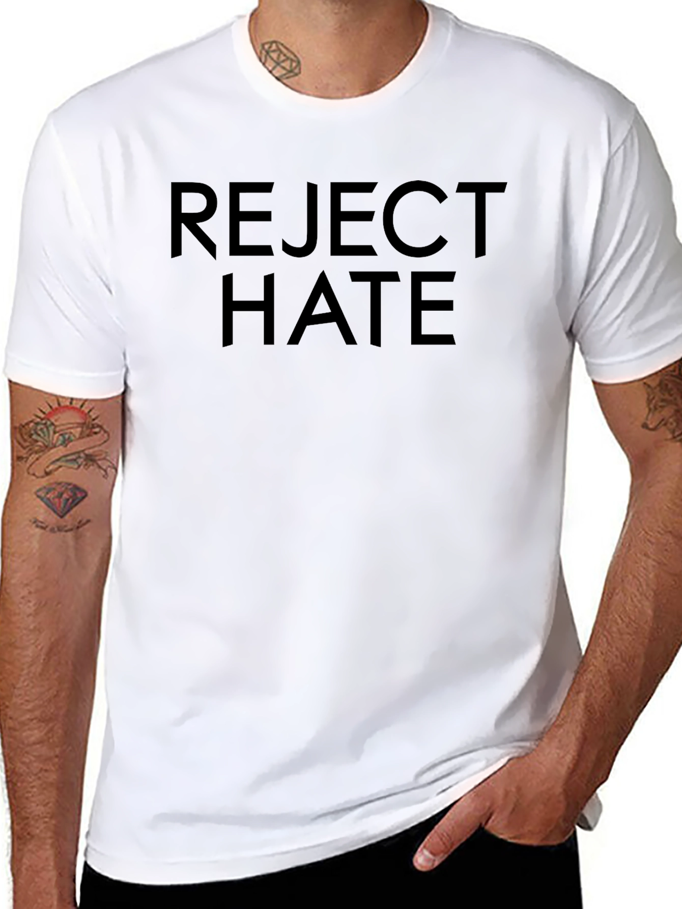 Reject Hate Graphic Tee - Black Unisex T-Shirt