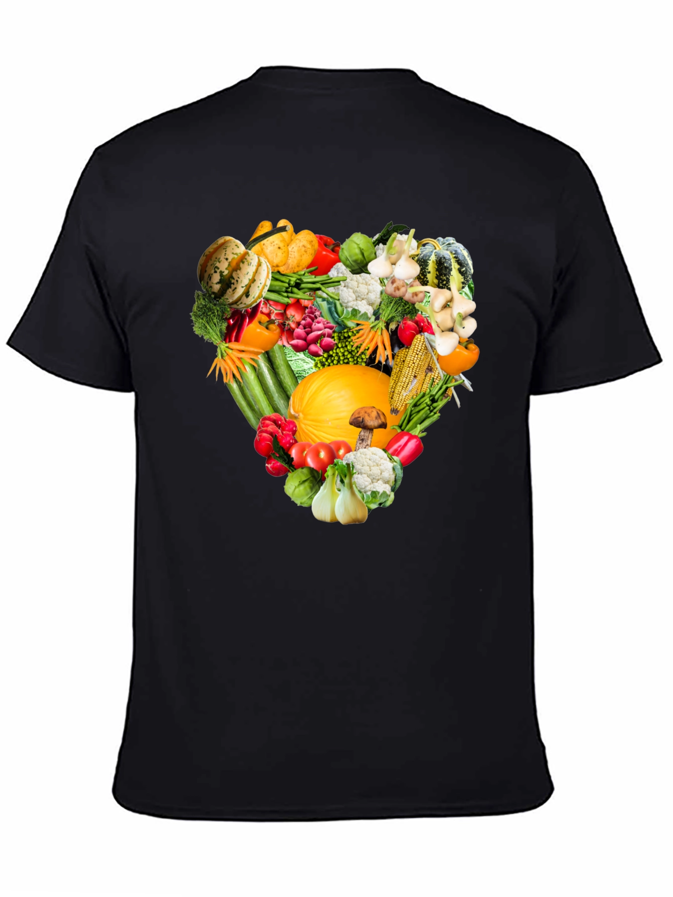 Heart of Veggies Graphic Tee - Black Cotton T-Shirt