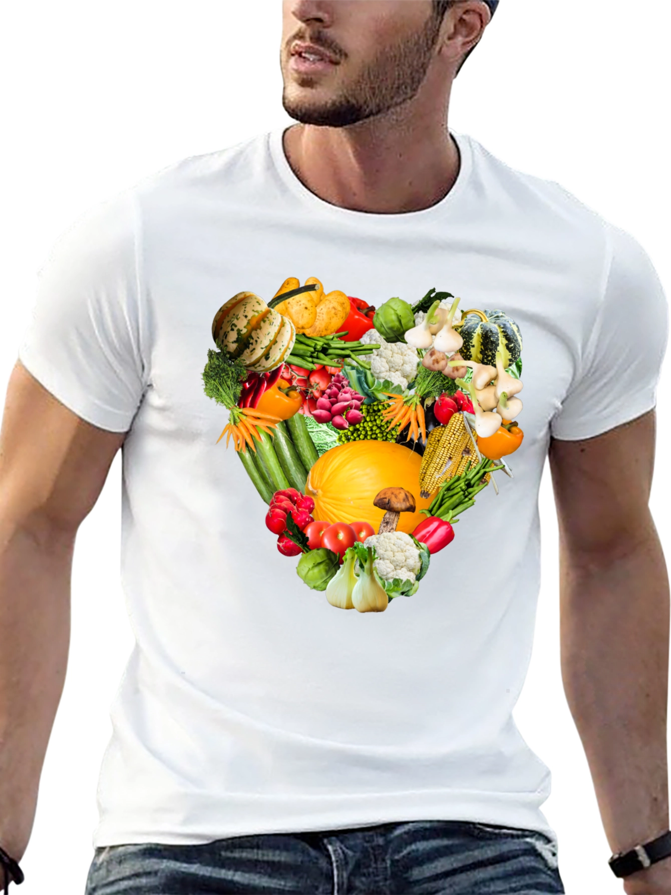 Heart of Veggies Graphic Tee - Black Cotton T-Shirt