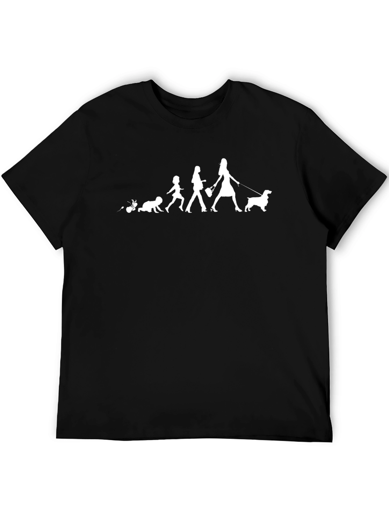 Evolution of Woman With Dog Black T-Shirt