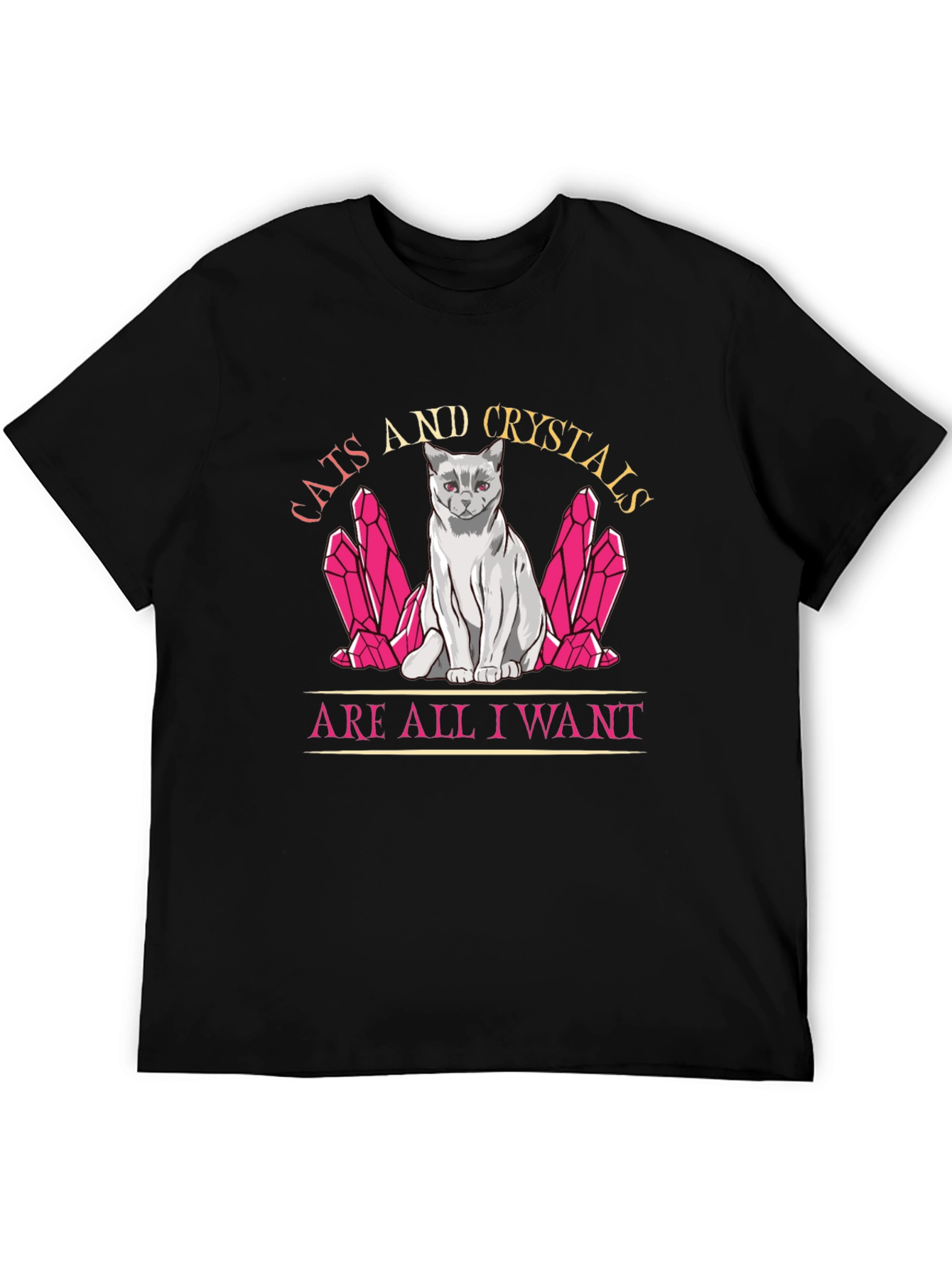 Cats and Crystals T-Shirt: Whimsical Graphic Tee