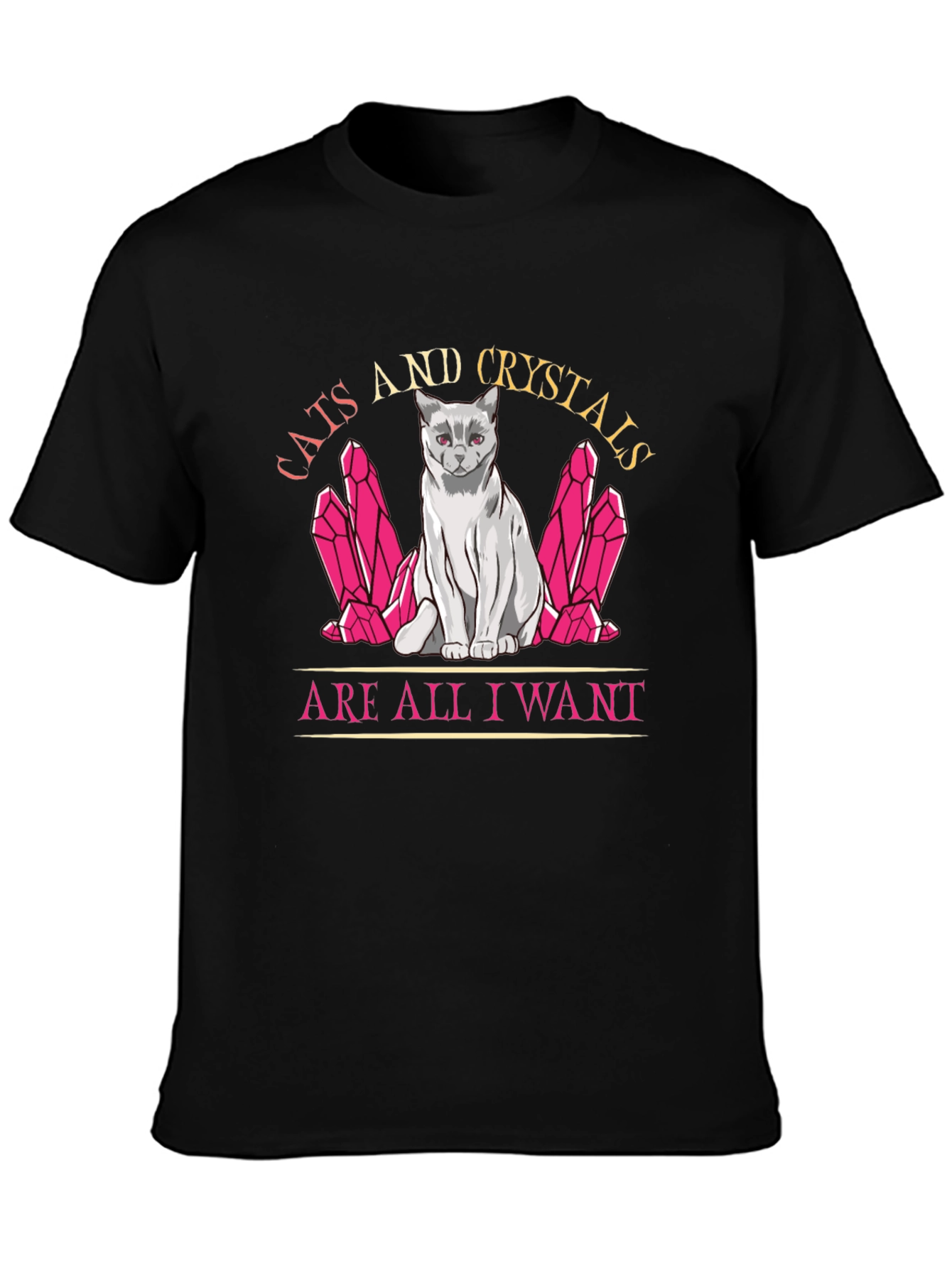 Cats and Crystals T-Shirt: Whimsical Graphic Tee