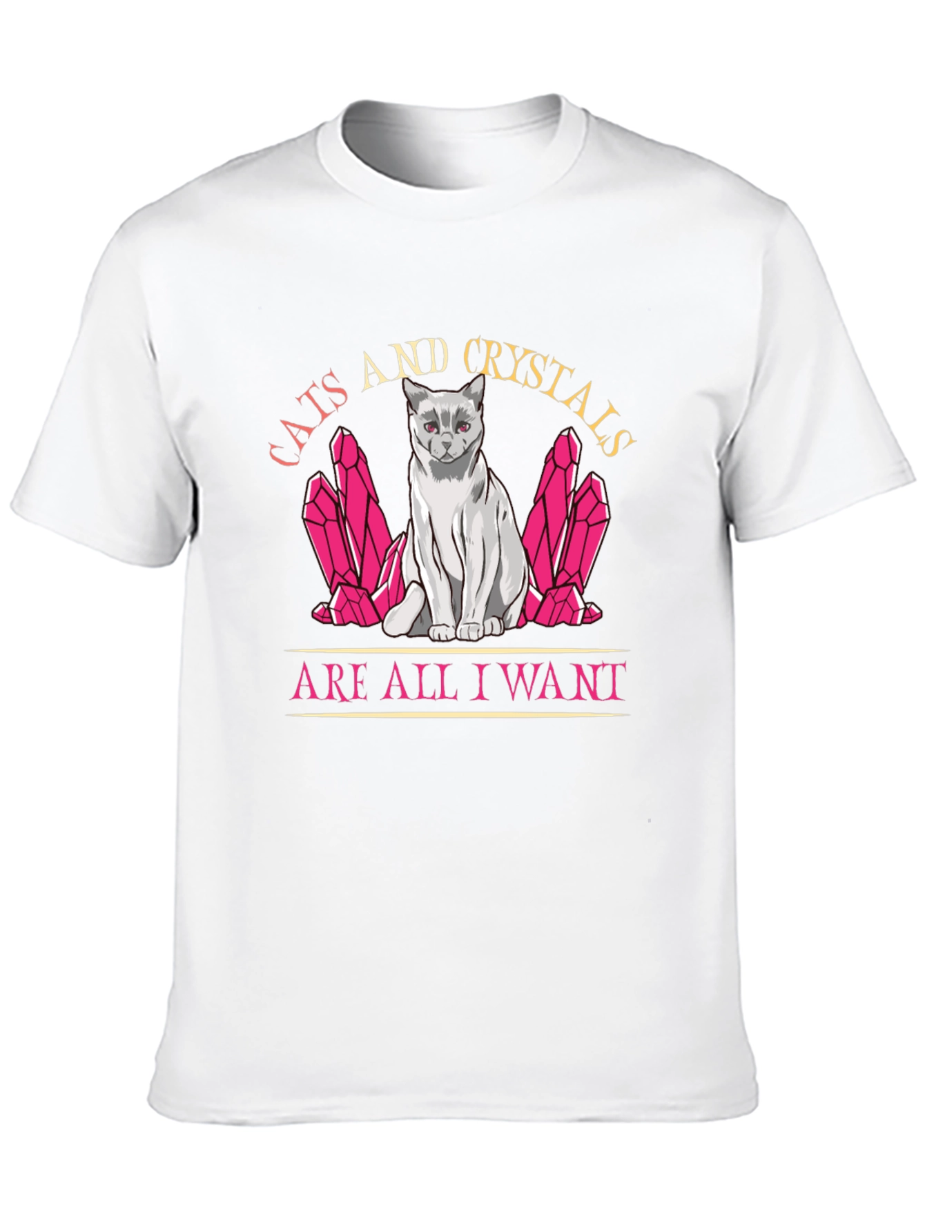Cats and Crystals T-Shirt: Whimsical Graphic Tee