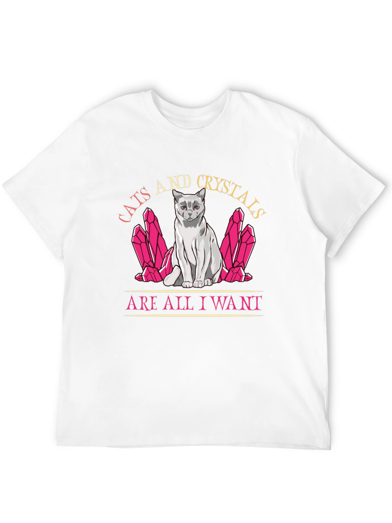 Cats and Crystals T-Shirt: Whimsical Graphic Tee