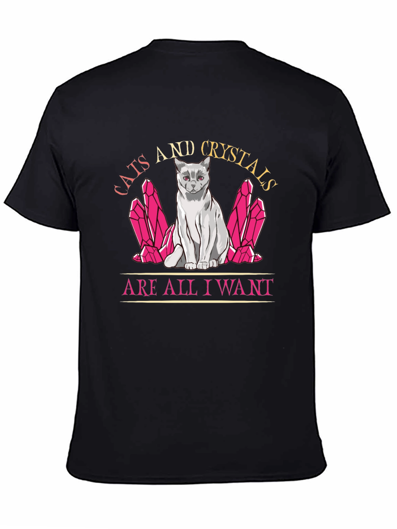 Cats and Crystals T-Shirt: Whimsical Graphic Tee