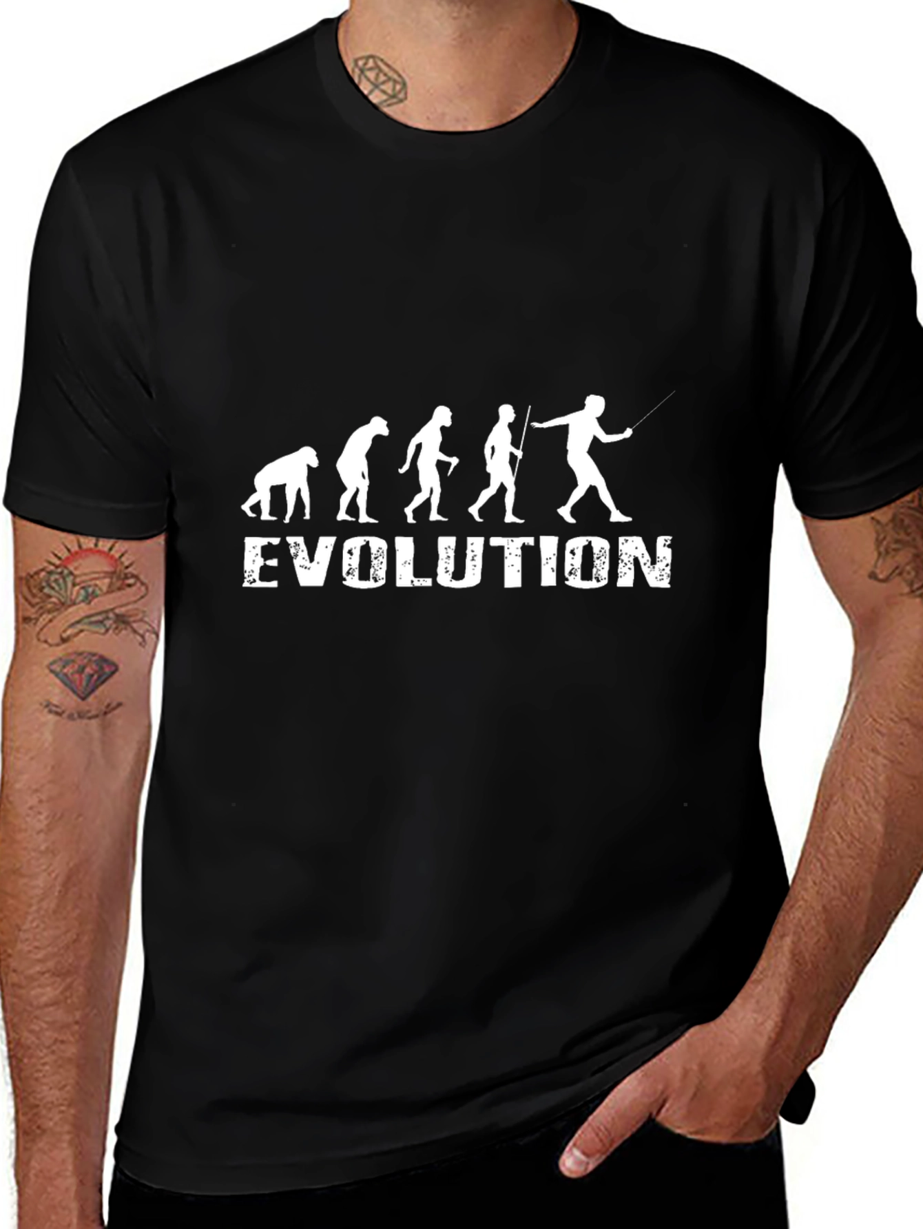 Evolution Fishing T-Shirt - Black Cotton Tee