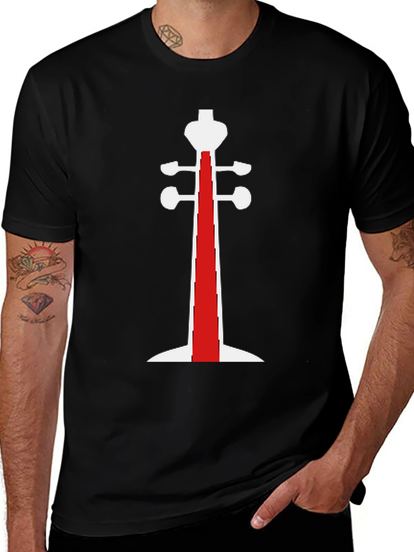 Unique Black T-Shirt with Violin Design
