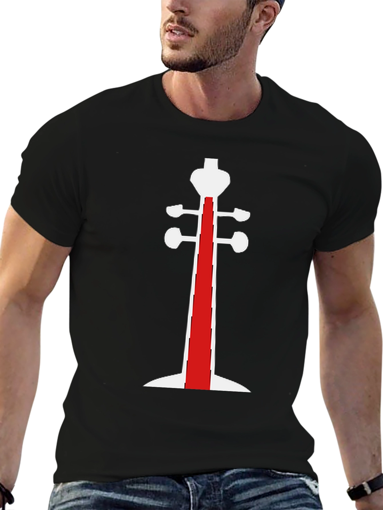 Unique Black T-Shirt with Violin Design