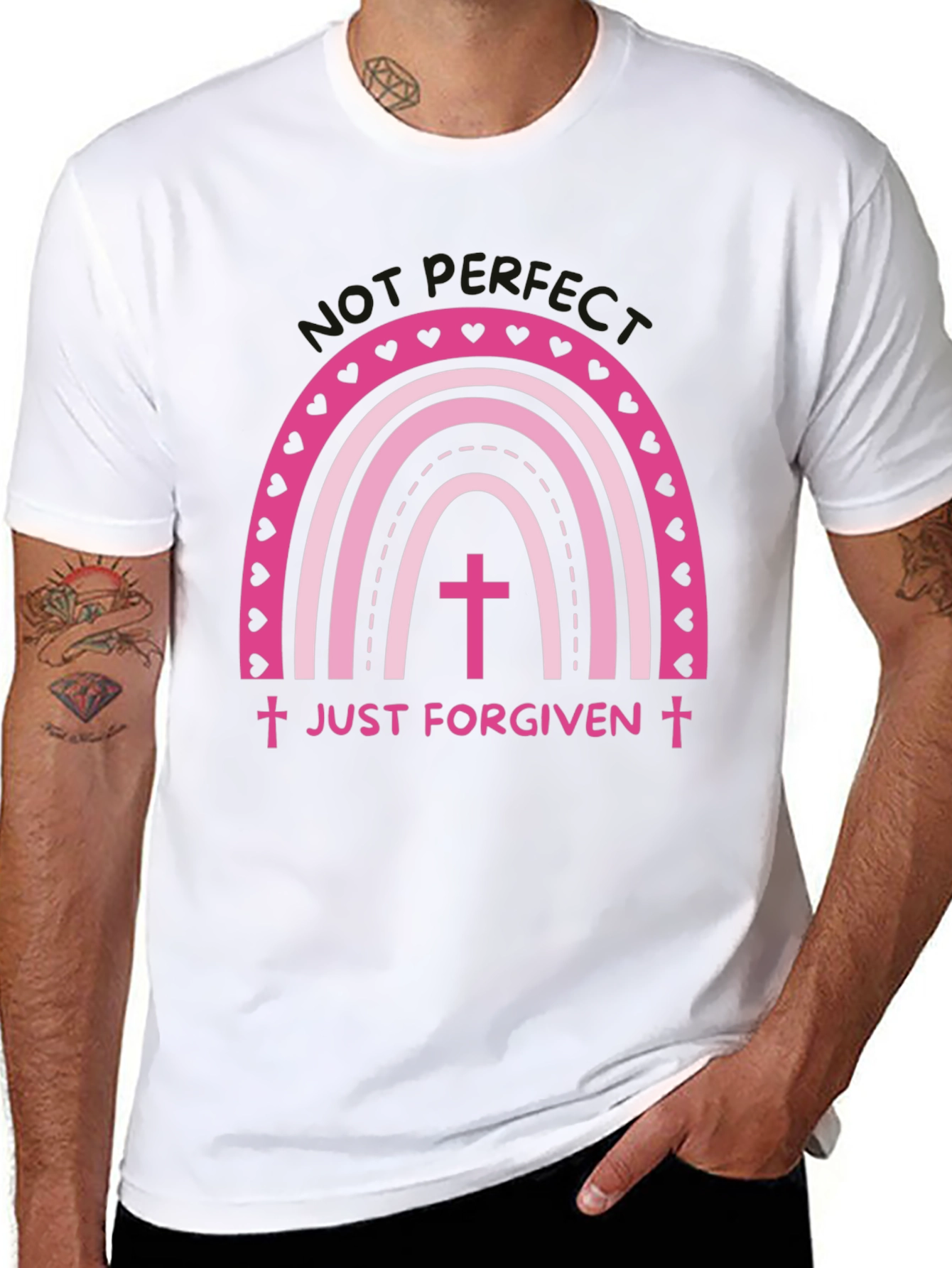 Just Forgiven Rainbow Heart Christian T-Shirt