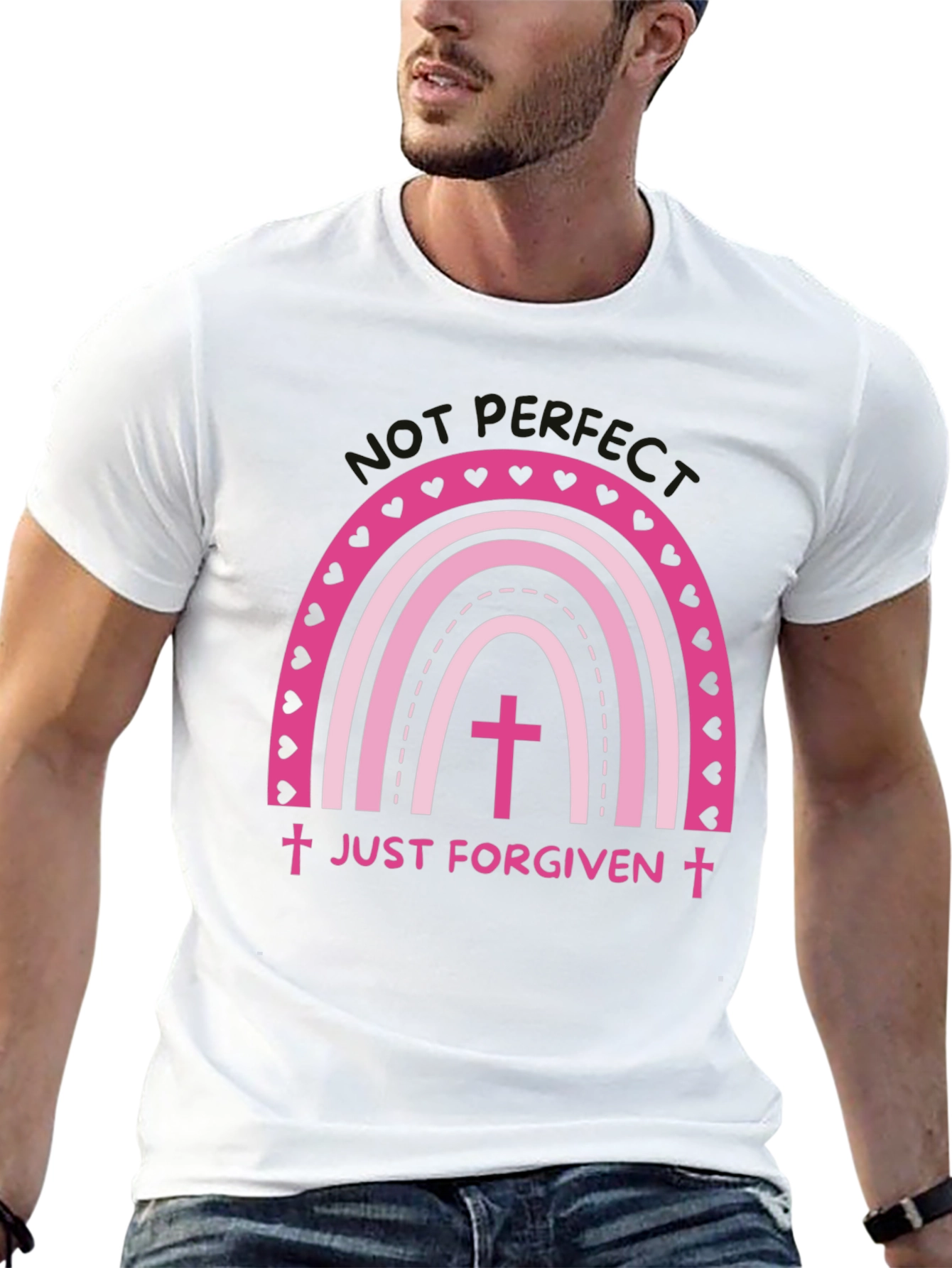 Just Forgiven Rainbow Heart Christian T-Shirt
