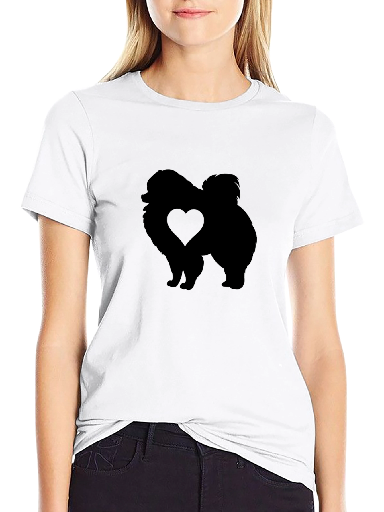 Dog Heart Silhouette Black T-Shirt