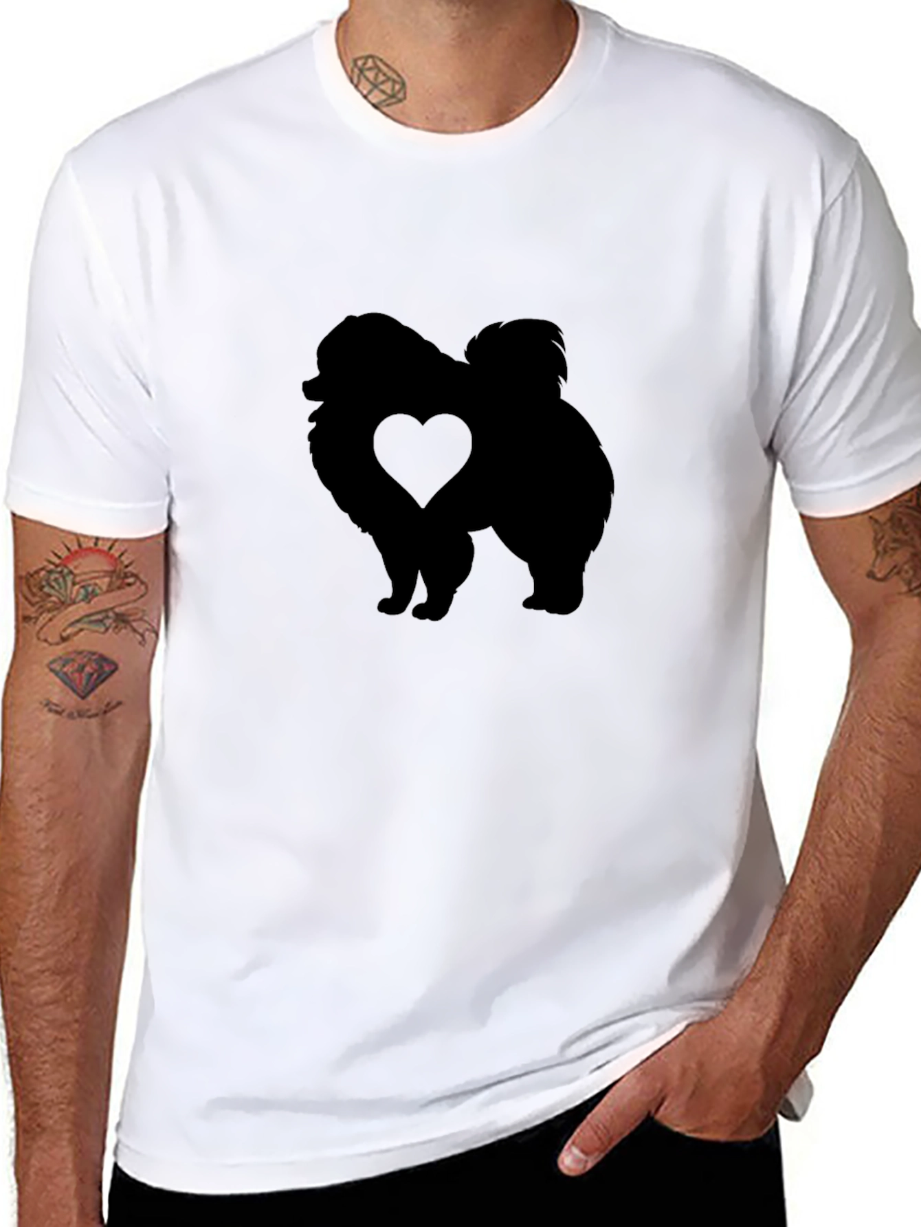 Dog Heart Silhouette Black T-Shirt