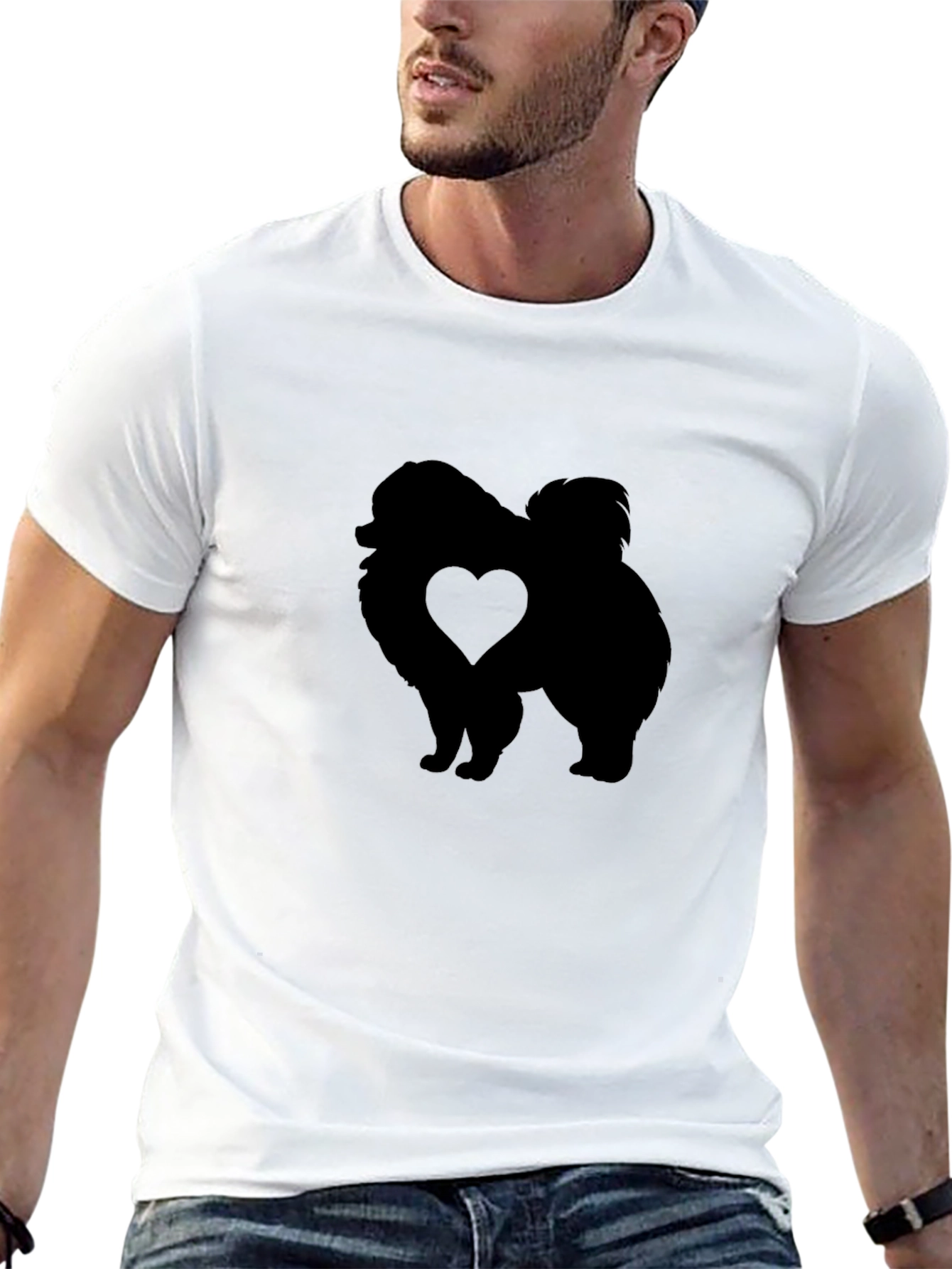 Dog Heart Silhouette Black T-Shirt