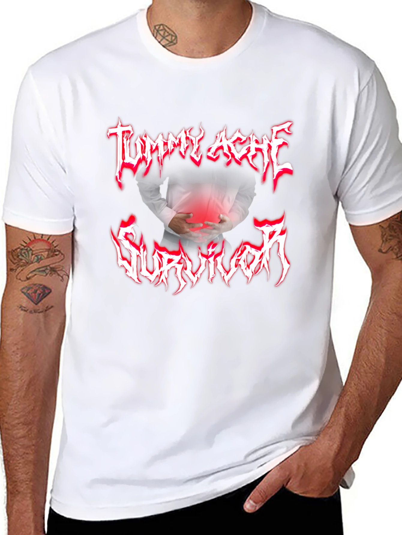 Tummy Ache Survivor Graphic Tee - Black
